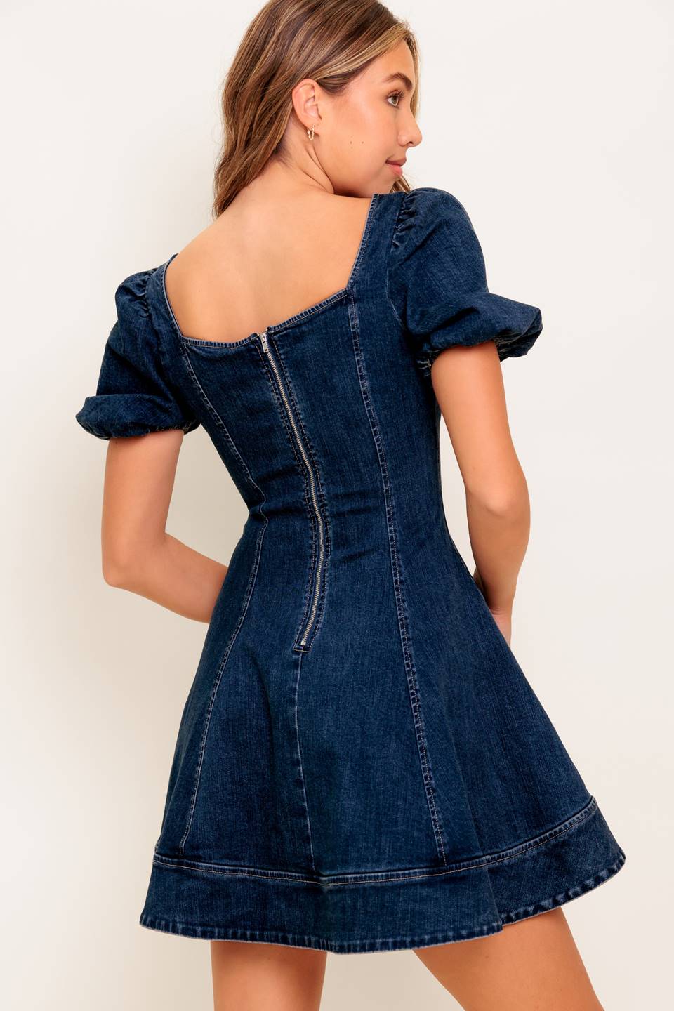 ALISON DARK MIDNIGHT DENIM MINI DRESS | Women's Fashion Stretch Denim Dress | Perfect for Night Out, Party & Casual Wear