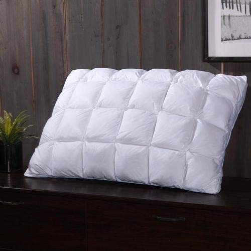 Luxury Firm French Bread Pleated Goose Down Pillow - 600 Thread Count Standard/Queen Size for Side Sleepers & Neck Support - Perfect for Bedroom, Hotel, and Travel Use