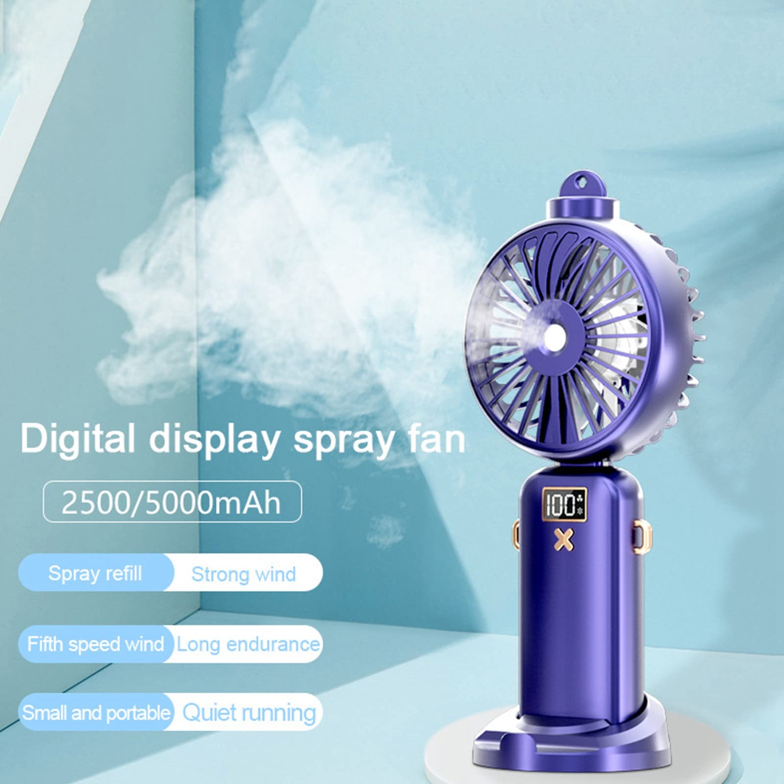 USB Rechargeable Neck Fan - Portable Personal Cooling Fan with 360° Airflow, Battery Operated for Indoor/Outdoor Use - Perfect for Office, Gym, Travel & Summer Activities (10.6x4.7x21.7cm)