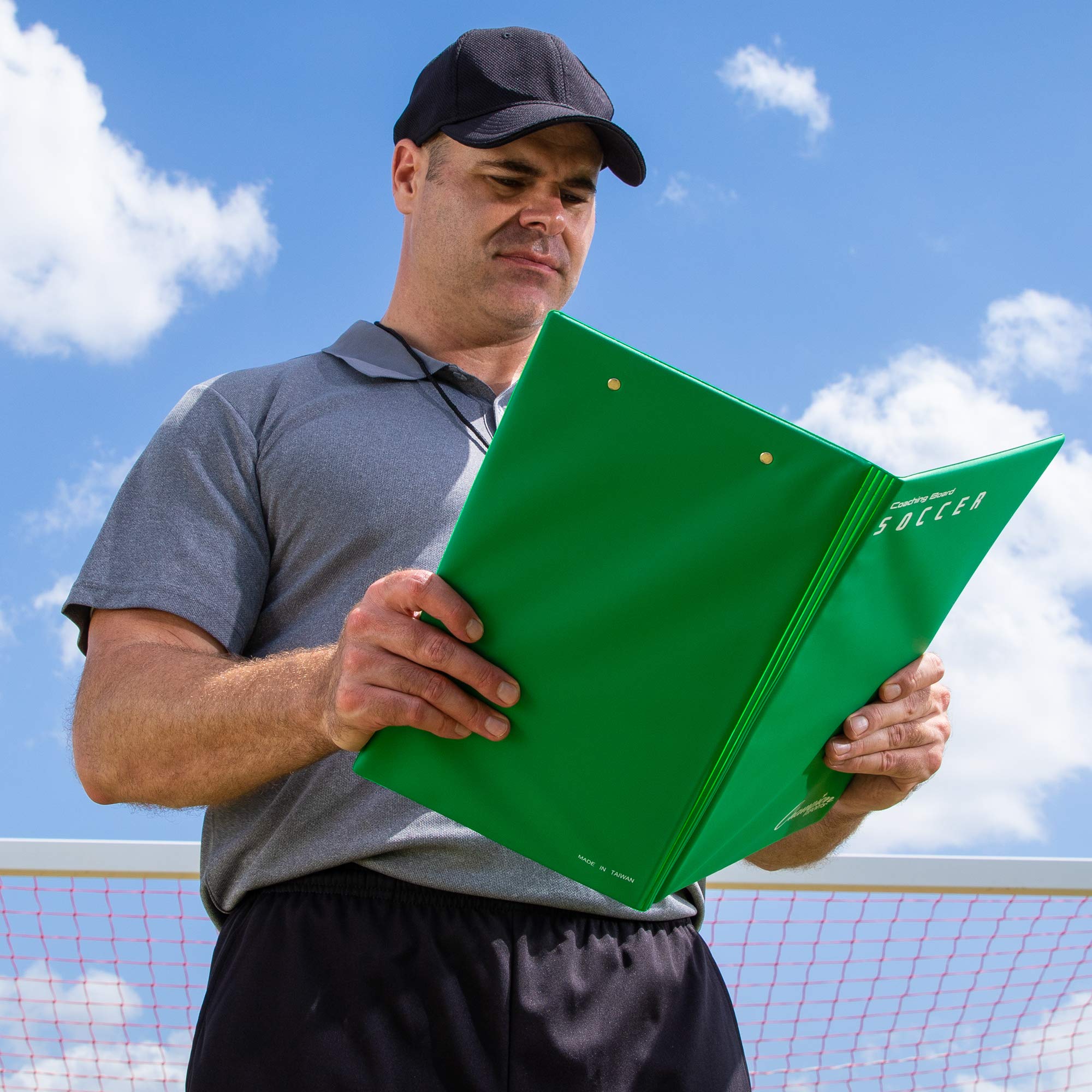Champion Sports Magnetic Soccer Clipboard Set - Green - Perfect for Coaches, Players & Tactics Planning on the Field