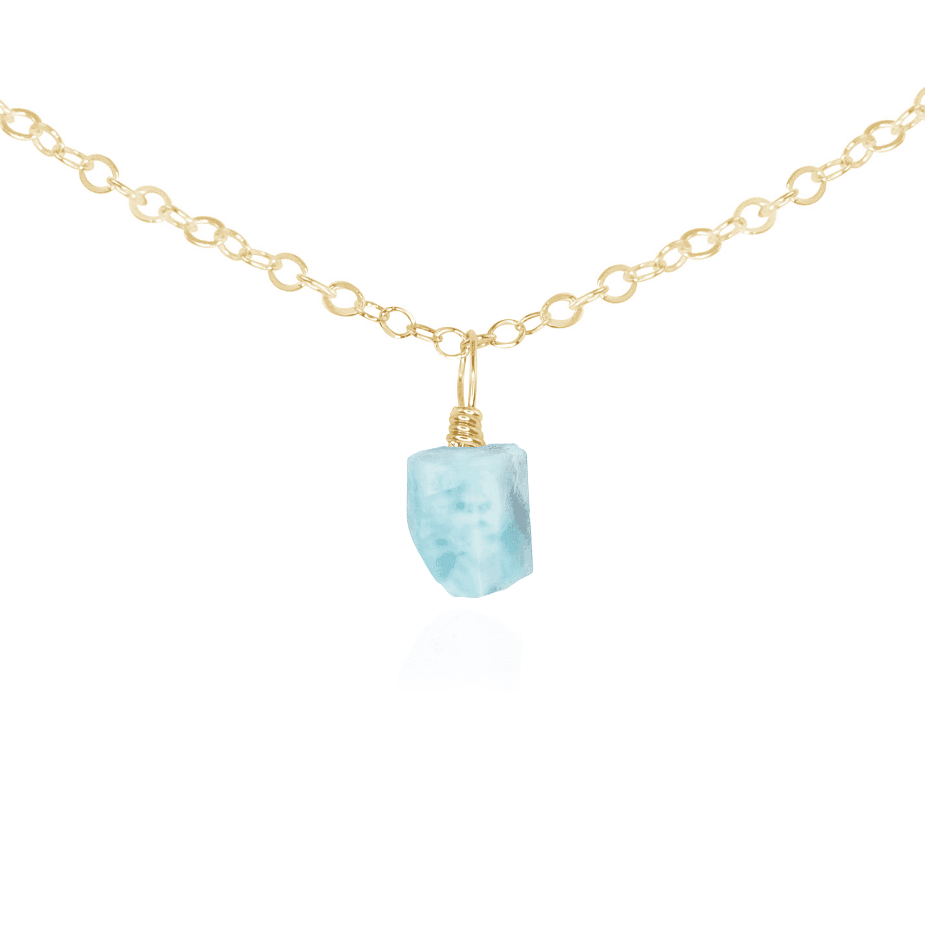 Natural Tiny Rough Larimar Gemstone Pendant Choker Necklace - Handmade Blue Stone Jewelry for Women, Boho Beach Style, Perfect for Casual Wear & Gift Giving