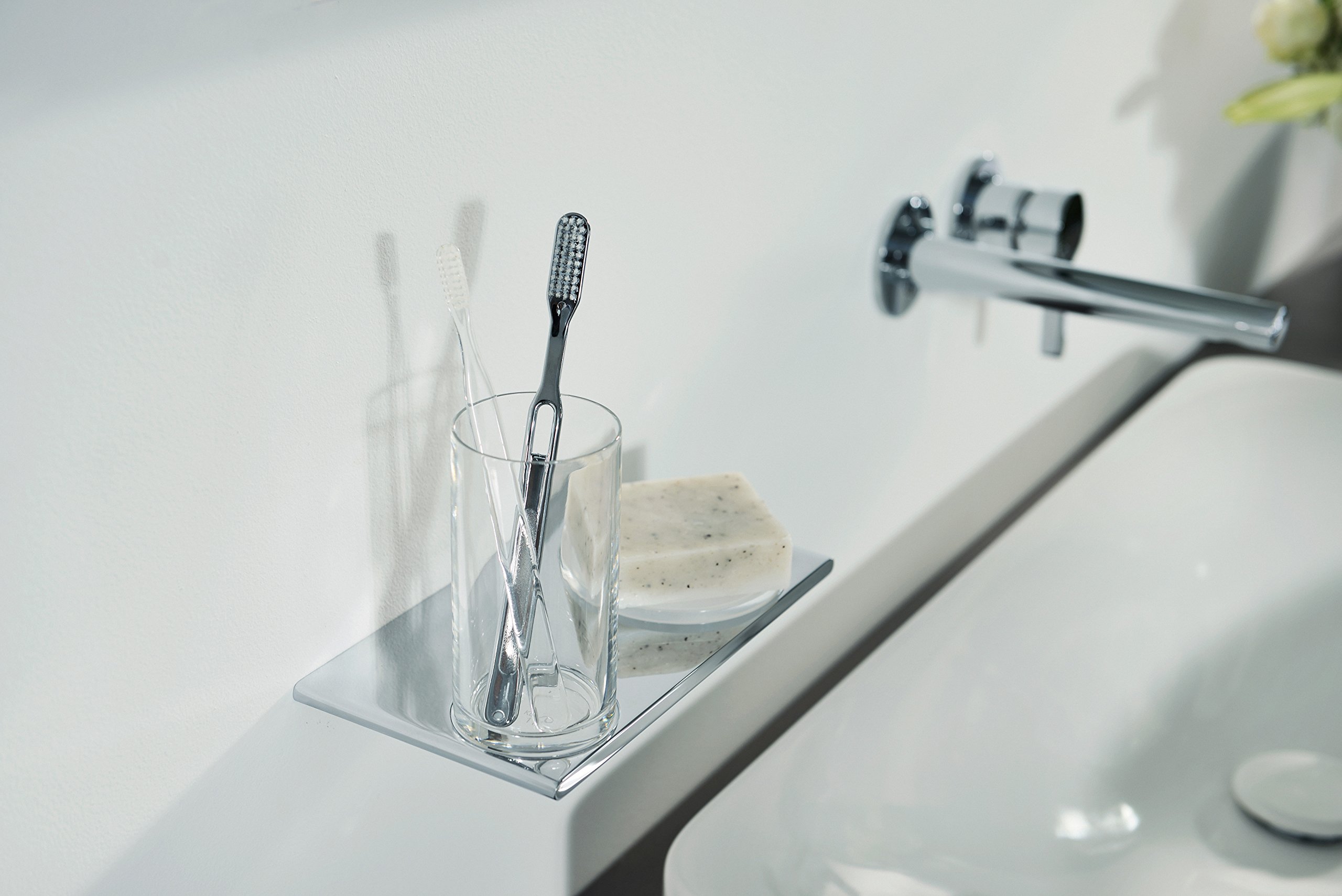 Chrome Double Glass Holder and Soap Dish - Edition 400 for Glass 11556019000 - Perfect for Bathroom Organization and Shower Storage