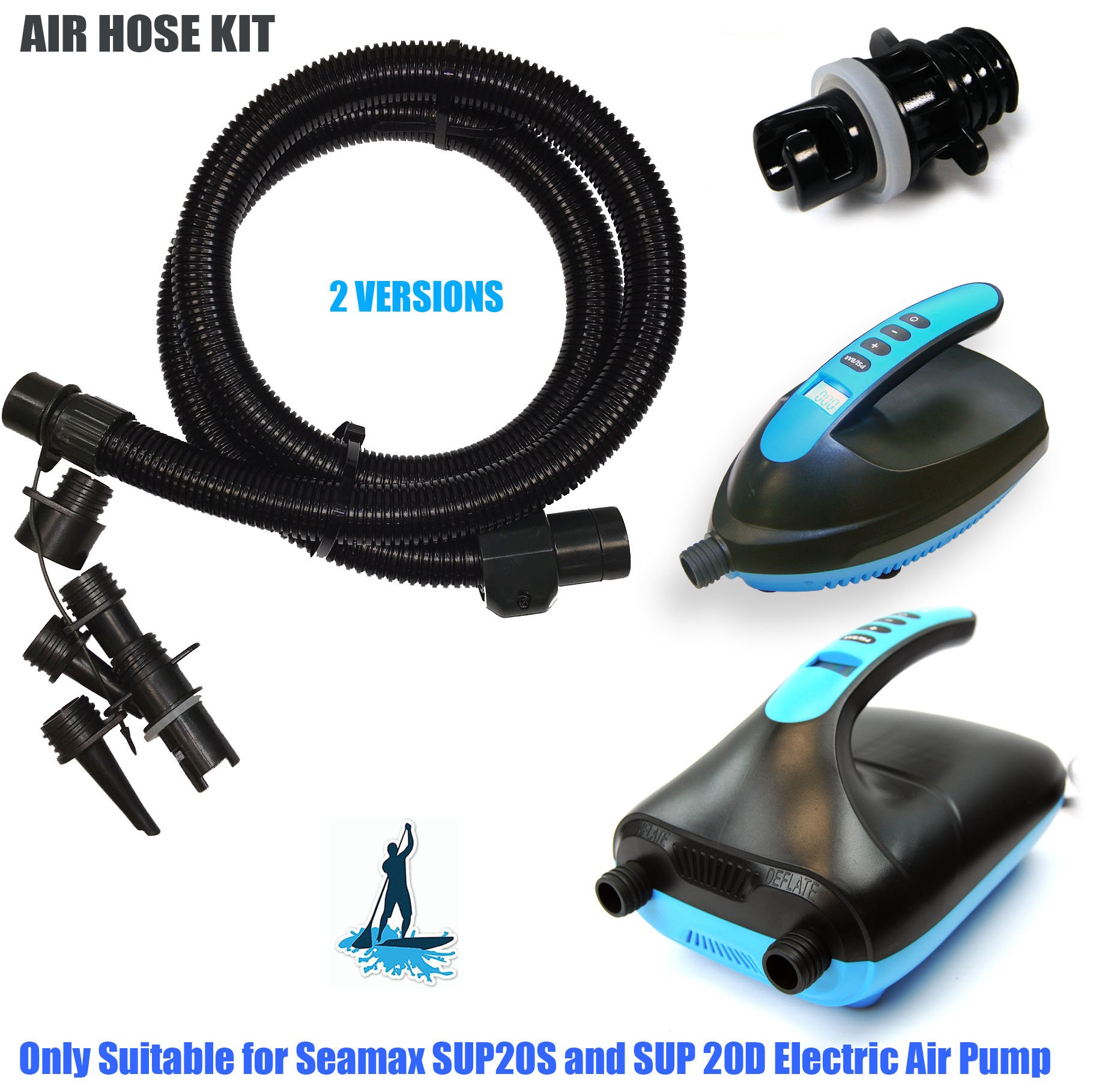 Seamax 20PSI Nylon Air Hose Kit for SUP Electric Air Pump - Inflatable Paddle Board Accessories, Water Sports Gear, Beach & Pool Equipment