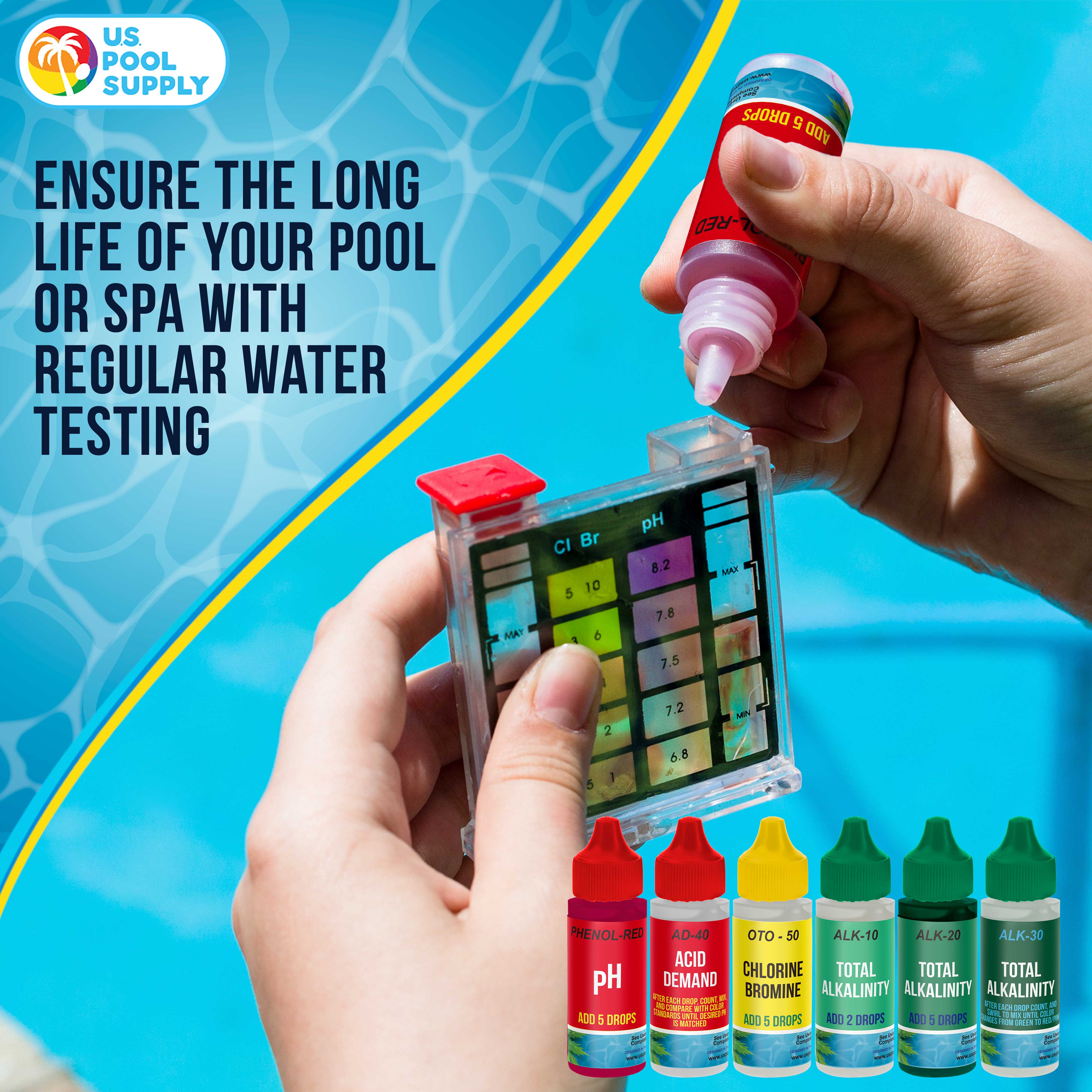 Premium 5-Way Swimming Pool & Spa Water Test Kit - pH, Chlorine, Bromine, Alkalinity & Acid Demand Testing | Maintain Perfect Chemical Balance for Crystal Clear Water | Ideal for Home Pools, Hot Tubs & Spas