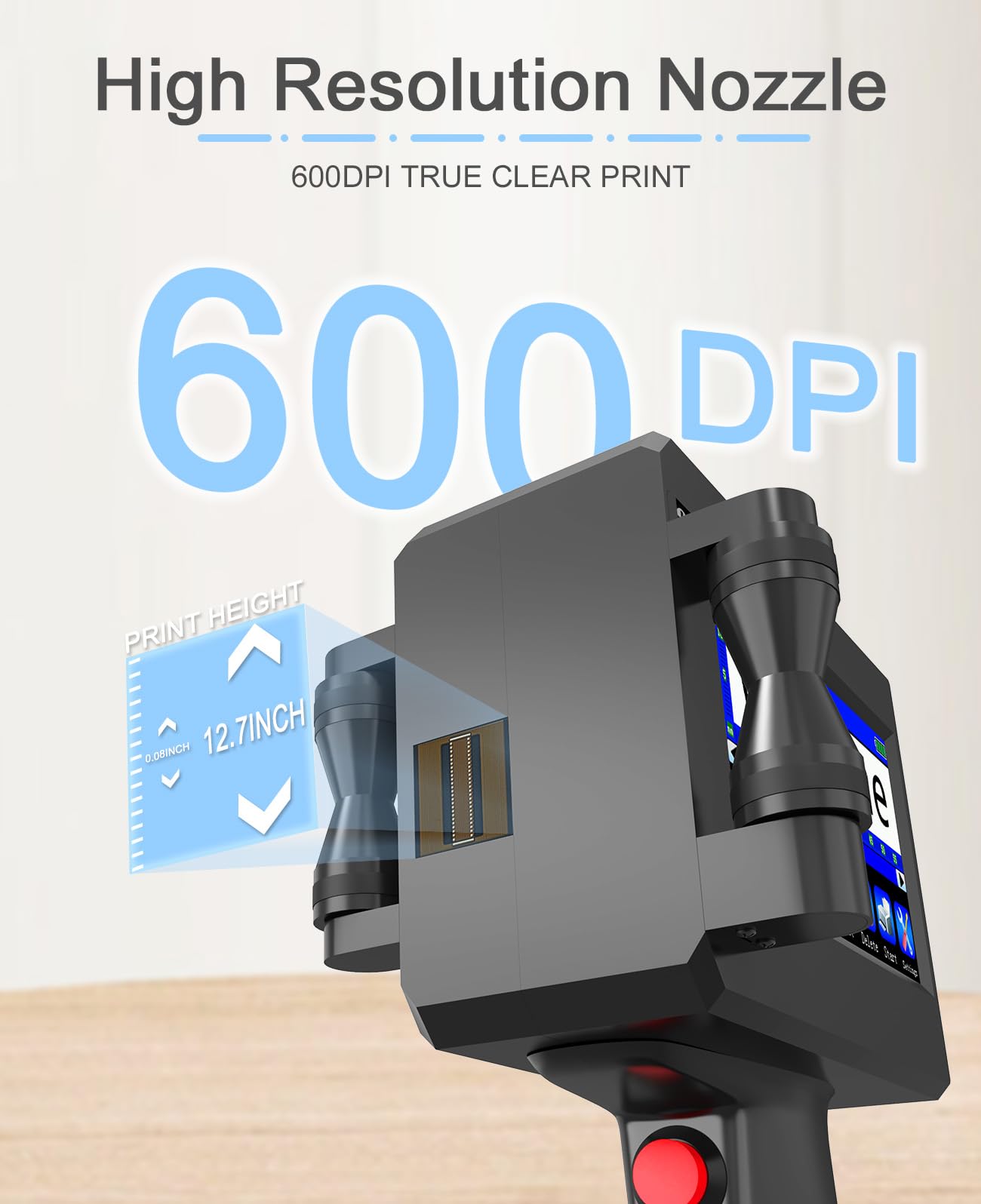 Upgrade Handheld Inkjet Printer for Text, QR Code, Barcode, Date & Logo Printing on Multiple Surfaces - Print on Metal, Wood, Glass, Fabric, Carton & Plastic - Perfect for Industrial Labeling, Product Packaging & Inventory Management