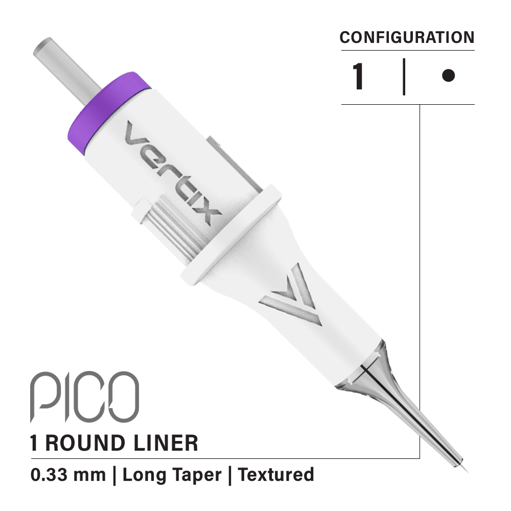 Vertix Pico Round Liner Tattoo Machine - Professional Rotary Tattoo Pen for Artists | Perfect for Fine Lines, Detail Work & Small Tattoos | Home Studio & Professional Use