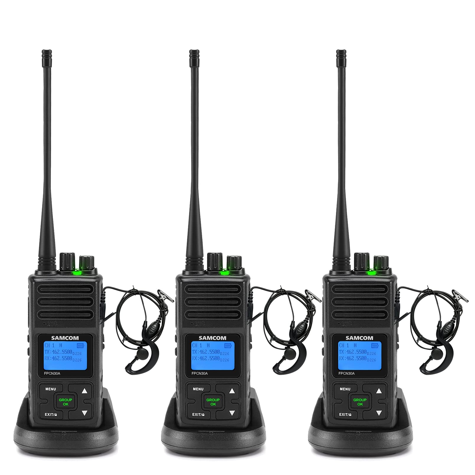 5W High Power Long Range Walkie Talkies for Adults - Rechargeable UHF Two-Way Radios with Heavy Duty Design - Programmable Business Walkie Talkies (3 Pack) for Construction, Warehouse, Security & Outdoor Activities