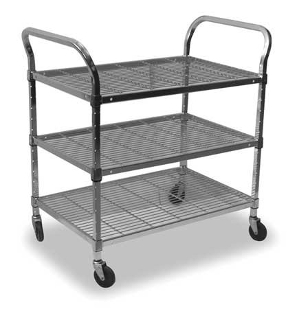 3-Tier Chrome Wire Cart with Wheels - 36x18x39 Inches Rolling Utility Cart for Kitchen, Bathroom, Office, or Garage Storage and Organization