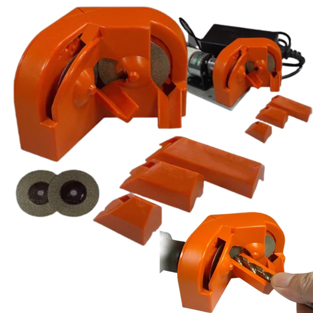 Diamond Drill Bit Sharpener Tool - Portable Multipurpose Grinding Sharpener for All Drill Bits (Orange) | Perfect for DIY Projects, Woodworking & Metalworking