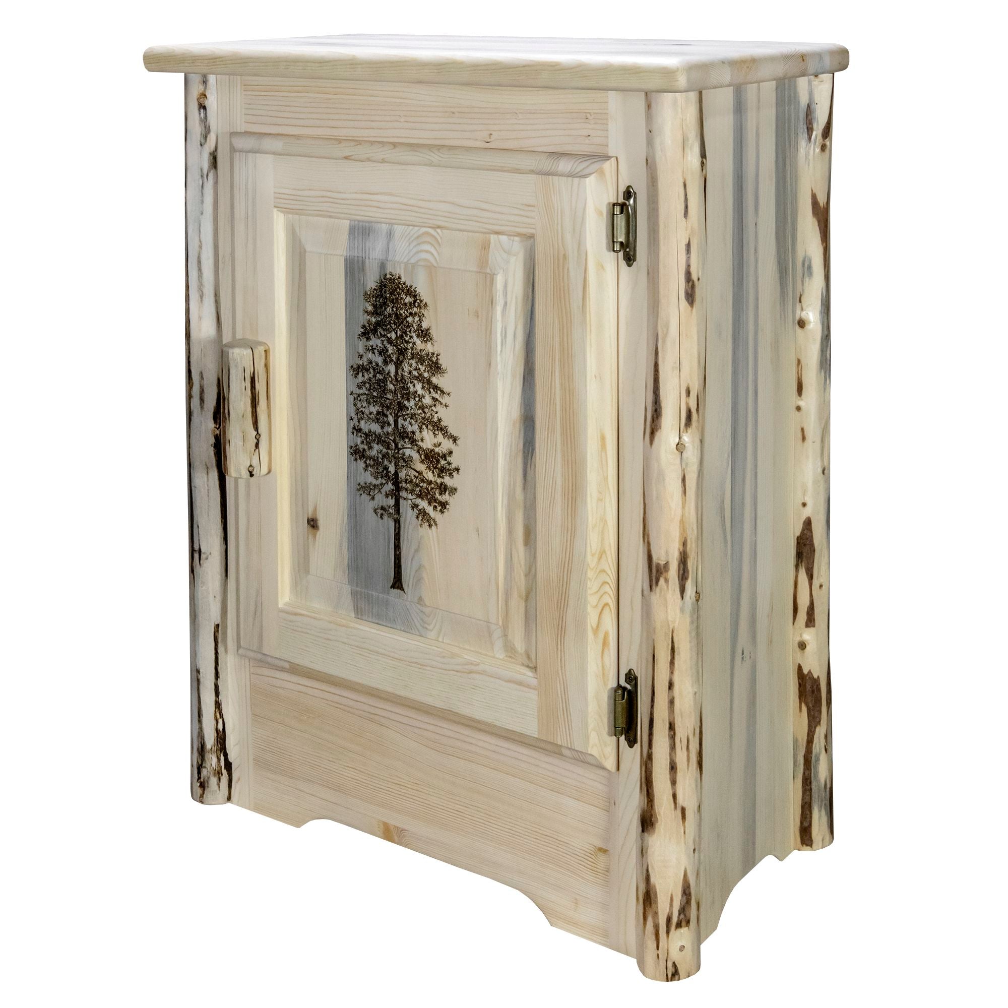 Montana Accent Cabinet with Laser Engraved Design - Right Hinged Door - Perfect for Living Room, Bedroom, or Entryway Storage