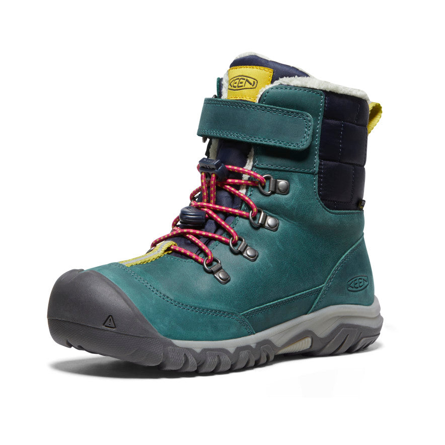 **Kanibou Waterproof Winter Boots for Big Kids – Deep Lagoon/Jazzy | Warm & Durable Snow Boots for Outdoor Play, Hiking & Cold Weather**