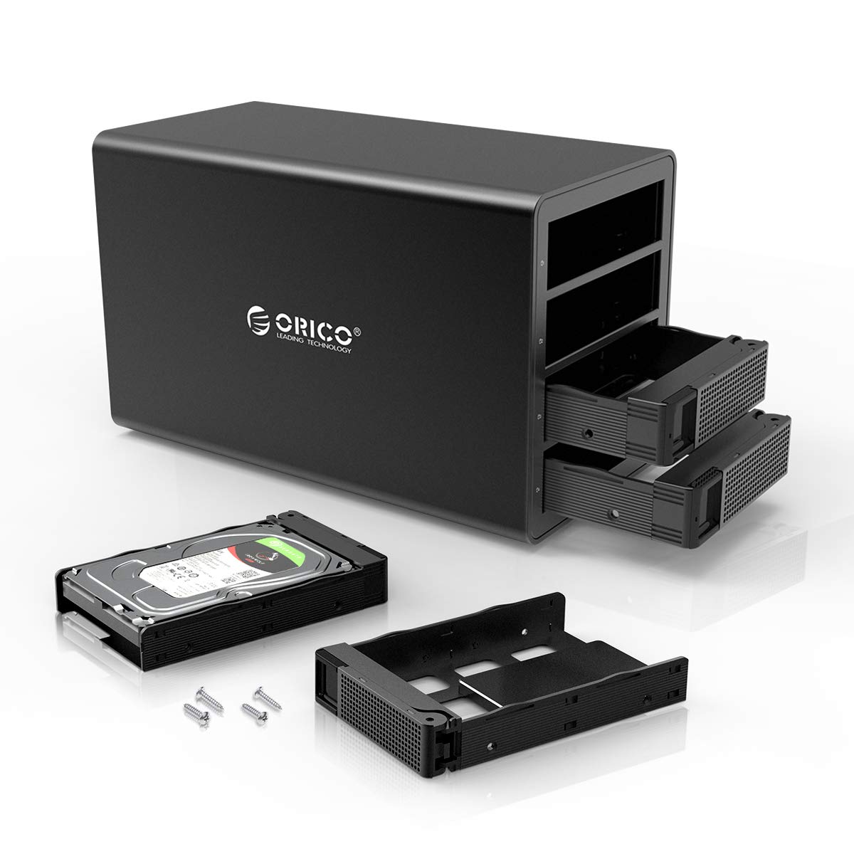 ORICO 4 Bay USB 3.1 Gen2 Type-C HDD/SSD Enclosure - 10Gbps Aluminum Hard Drive Case for 2.5/3.5 SATA Disks (Up to 64TB, Expandable to 192TB) - Perfect for Data Storage, Backup & Media Servers - Model 3549C3