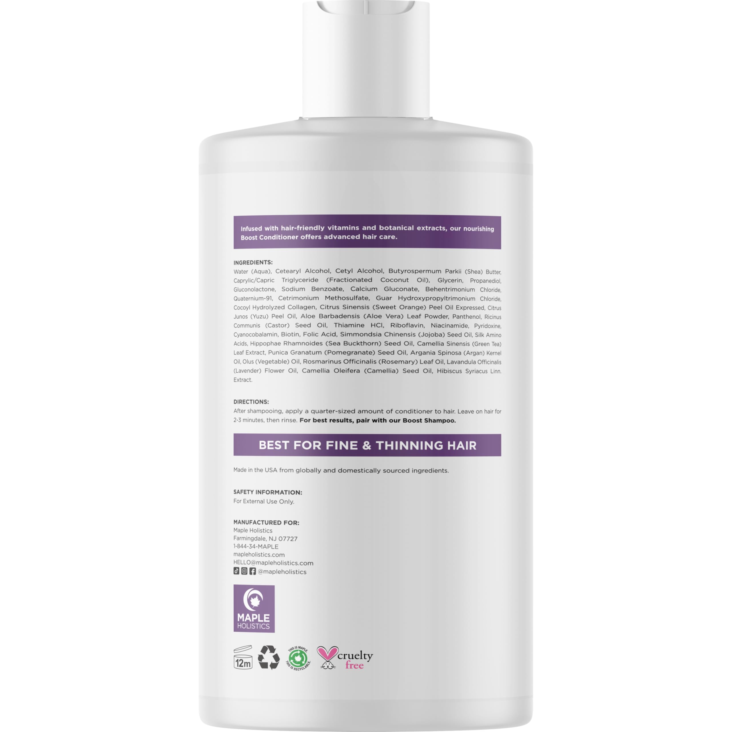 Boost Biotin & Collagen Hair Conditioner for Growth - Sulfate-Free Moisturizing Treatment with Castor & Rosemary Oil for Fine, Weak & Dull Hair - Volumizing for Women & Men (16 Fl Oz) - Perfect for Daily Hair Care & Damaged Hair Repair