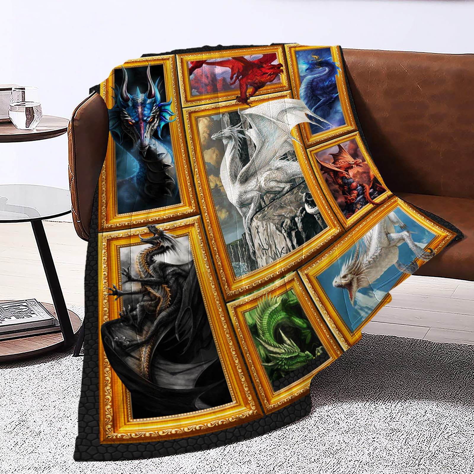 Premium Dragon Throw Blanket for Men, Women & Kids - Ultra Soft Flannel Blanket for Couch, Sofa & Bed - 50x60 Inch Cozy Blanket for Winter, Gifts & Movie Nights