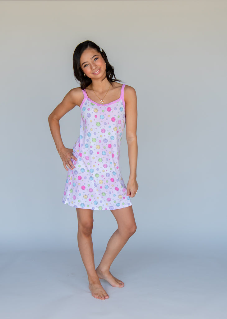 Junior Happy Chemise - Cute & Comfortable Girls' Sleepwear for Nightwear & Loungewear | Perfect for Sleepovers, Relaxing at Home & Cozy Nights