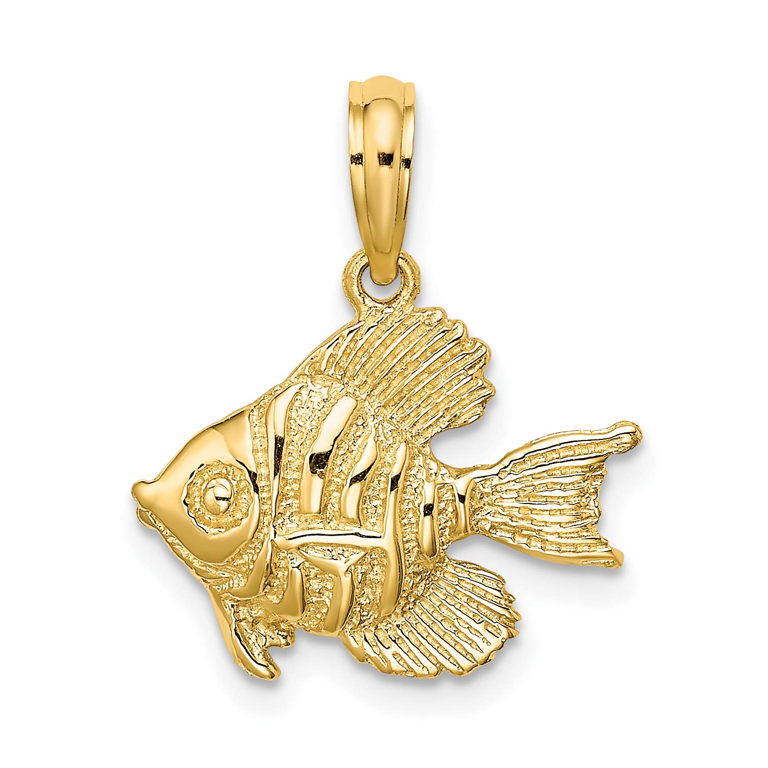 14K Yellow Gold Polished Engraved Fish Charm Pendant - 12.3mm Elegant Jewelry for Women, Perfect Gift for Birthday, Anniversary & Special Occasions