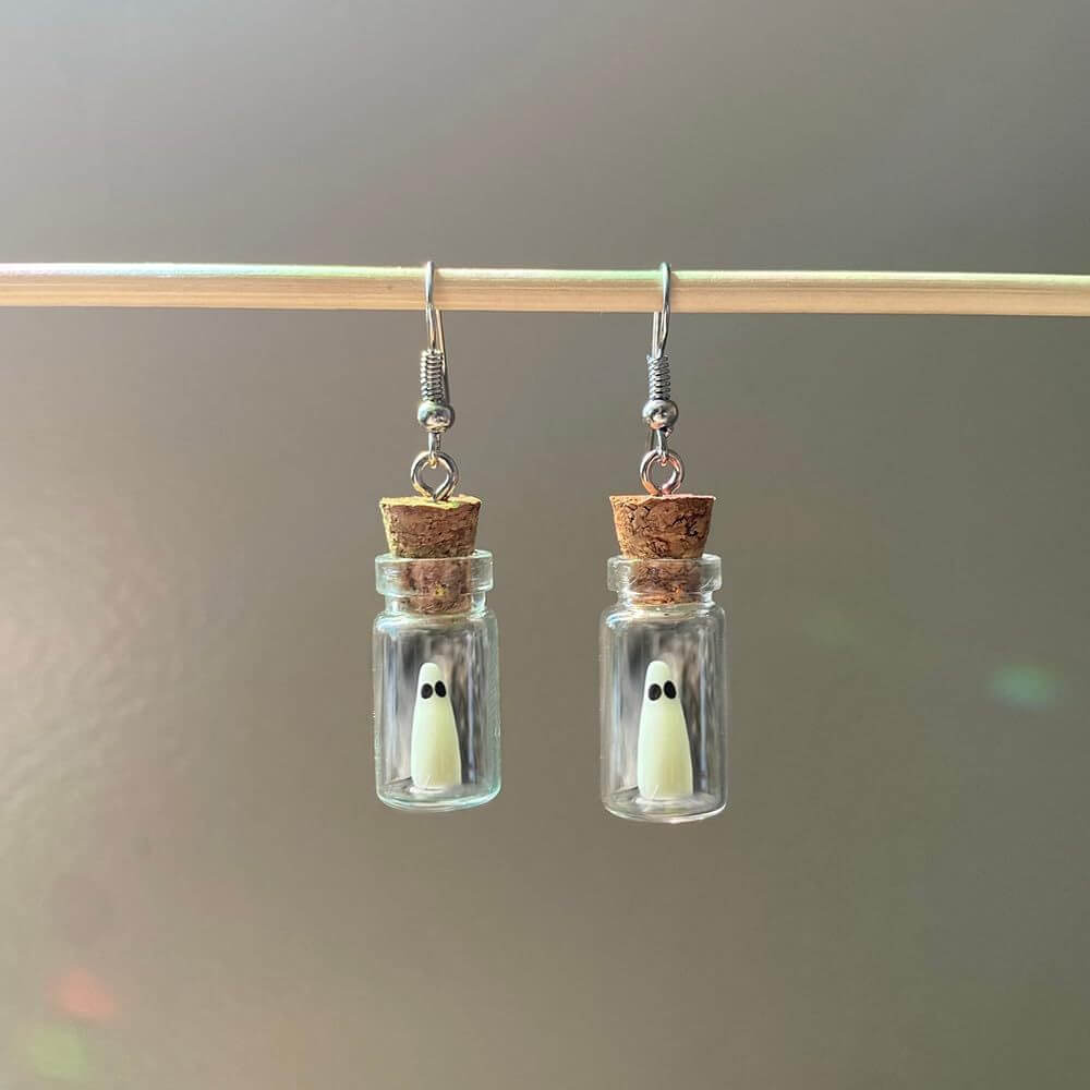 Adopt A Ghost Light Up Halloween Drop Earrings & Necklace Set | XC115 | Spooky Party Accessories for Women & Teens