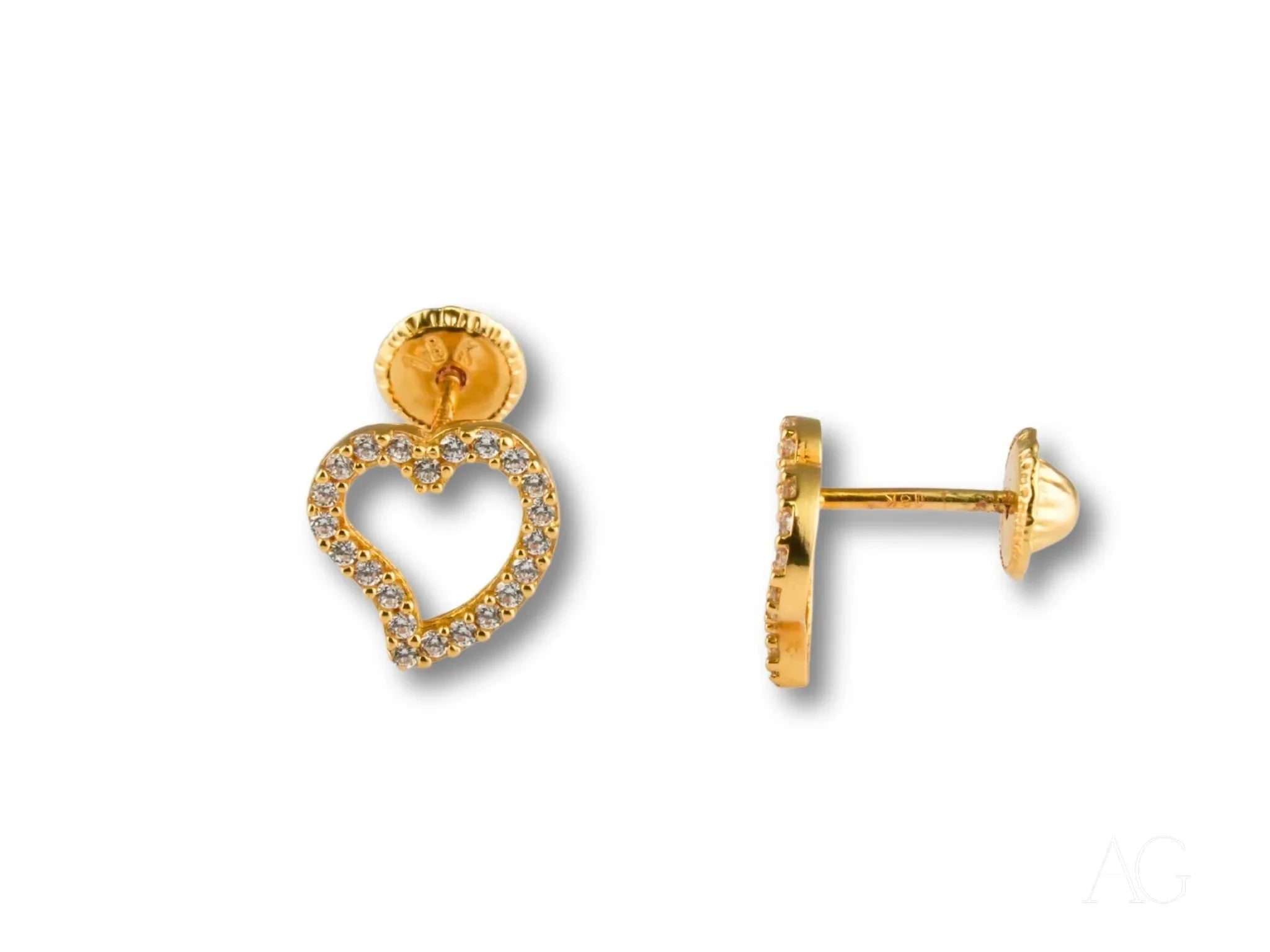 18k Gold CZ Heart Earrings for Women - Sparkling Cubic Zirconia Dangle Earrings - Perfect for Valentine's Day, Anniversary & Romantic Date Night Jewelry Gift