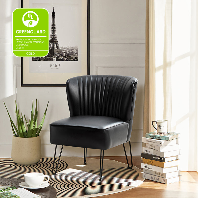 Annabella Vegan Leather Side Chair with Metal Base - Modern Dining & Office Accent Chair for Home & Workspace