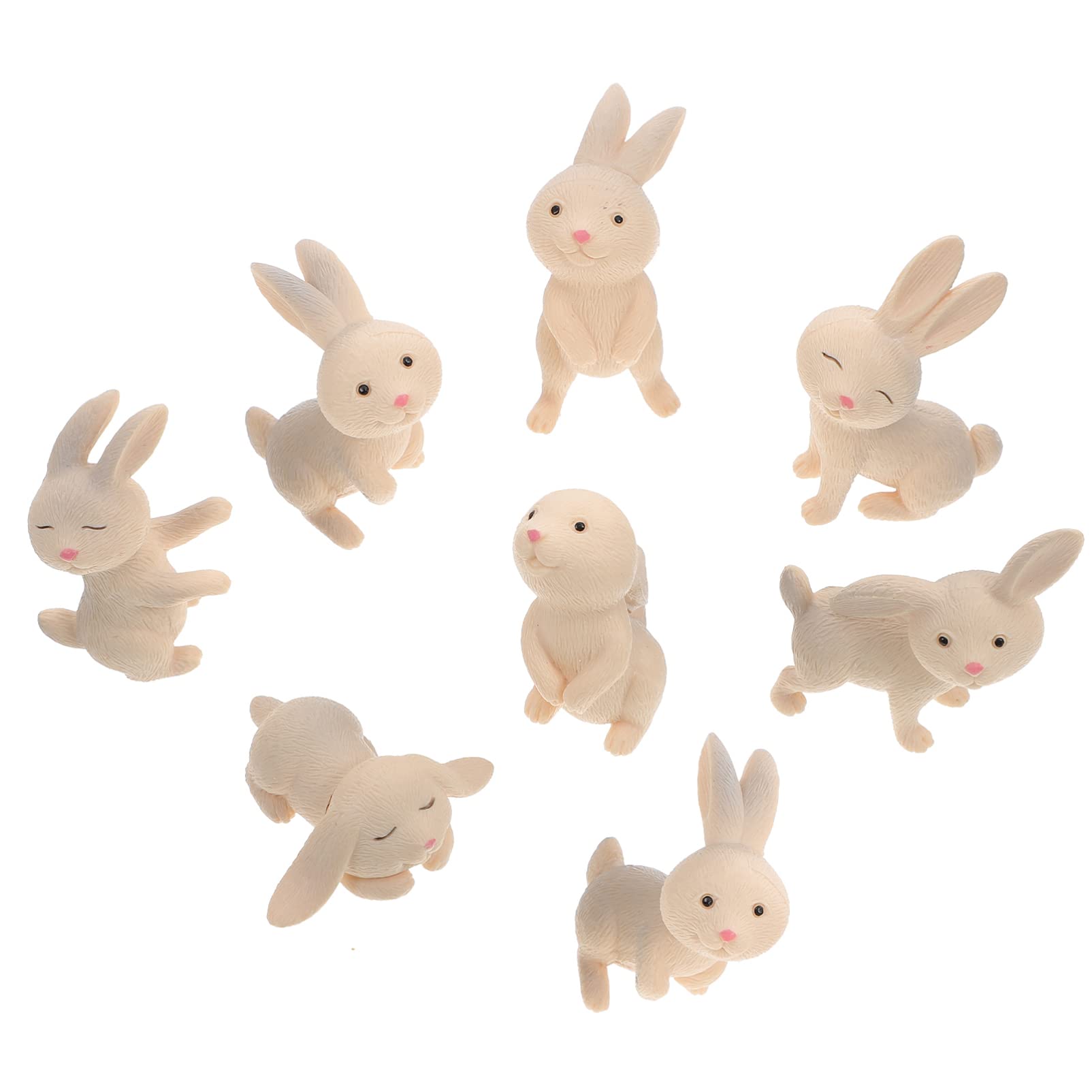 EXCEART 8-Piece Miniature Resin Rabbit Figurine Set - Easter Bunny Decor for Home, Garden, and Office - Perfect for Easter Decorations, Fairy Gardens, and Tabletop Displays