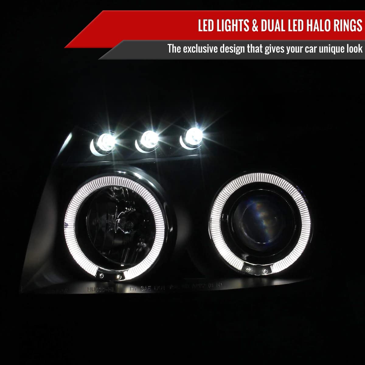 03-05 Toyota 4Runner SUV SR5 Black LED Halo Projector Headlights - High Performance Replacement Lamps for Night Driving & Off-Road Adventures