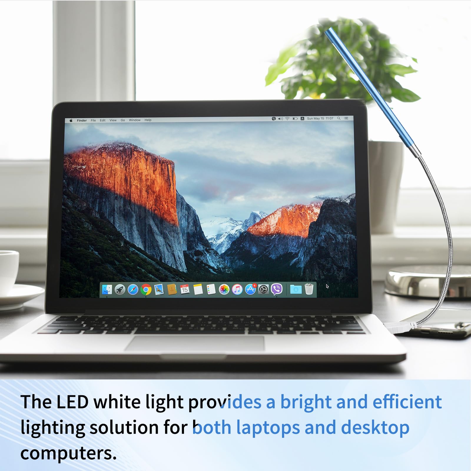Portable USB LED Keyboard Light with 10 Lamp Beads, Flexible Gooseneck Design for Laptop, Reading, and Nighttime Typing, Blue (No Touch Switch, 1 Pcs) - Ideal for Home Office, Study, and Gaming