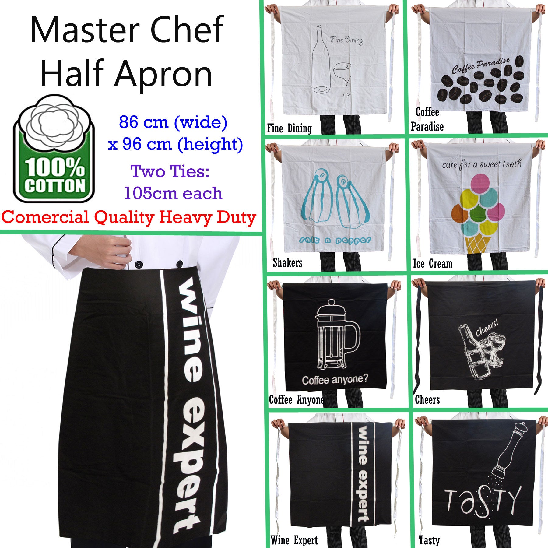 Premium 100% Cotton Heavy Duty Chef Apron for Cooking, Baking & Grilling - Ideal for Home Cooks, Professional Chefs & Baristas