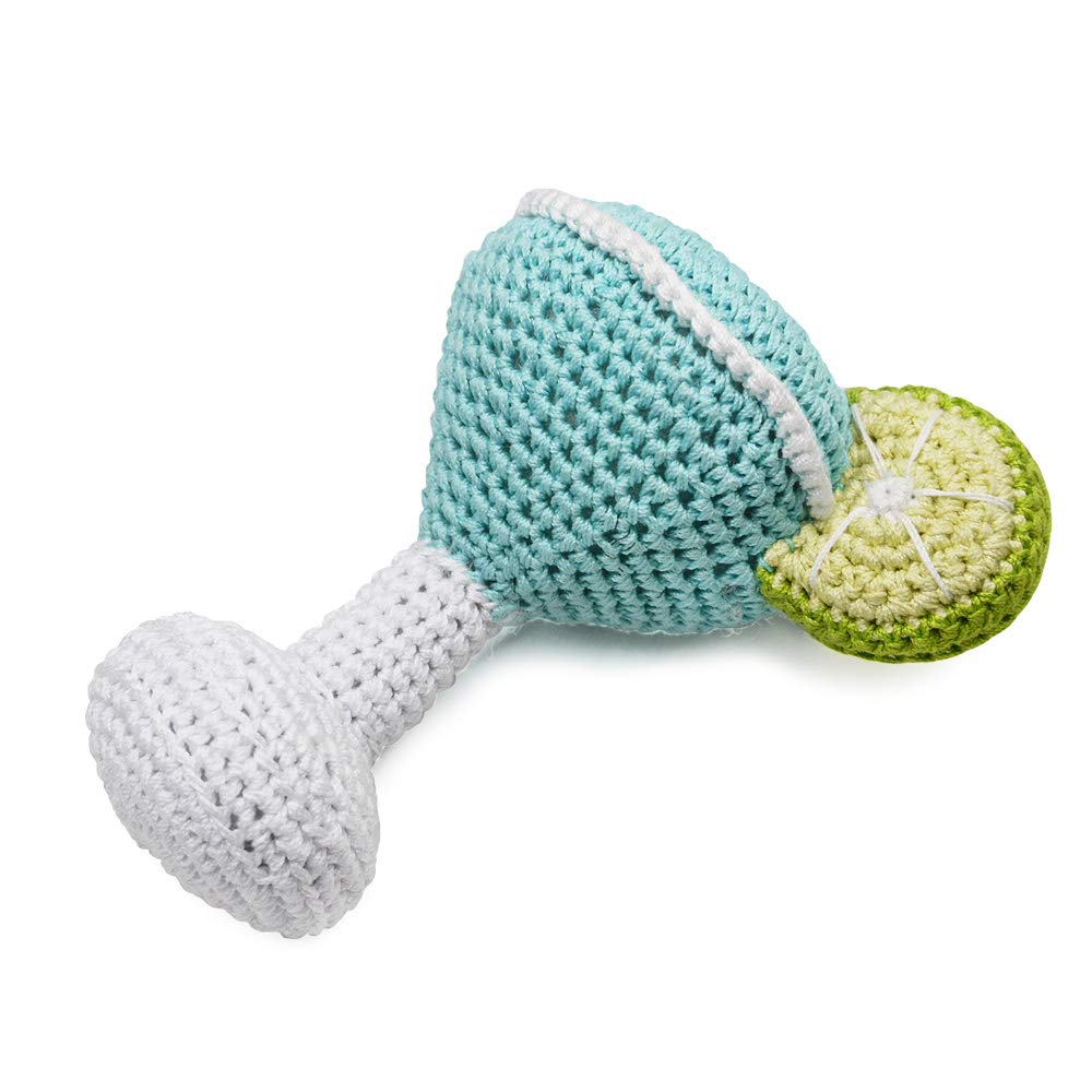 Crochet Small Dog Squeaky Toy - Margarita Glass Shaped Chew Toy for Puppies & Small Dogs | Interactive Play, Training Reward & Teething Relief | Perfect for Indoor & Outdoor Use