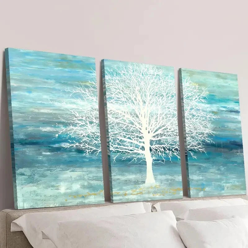 3-Piece Abstract Cyan and Blue Landscape Wall Art Set - Framed Canvas 40x60cm - High Quality Print - 100% Australian Made - Ready to Hang - Perfect for Living Room, Bedroom & Office Decor
