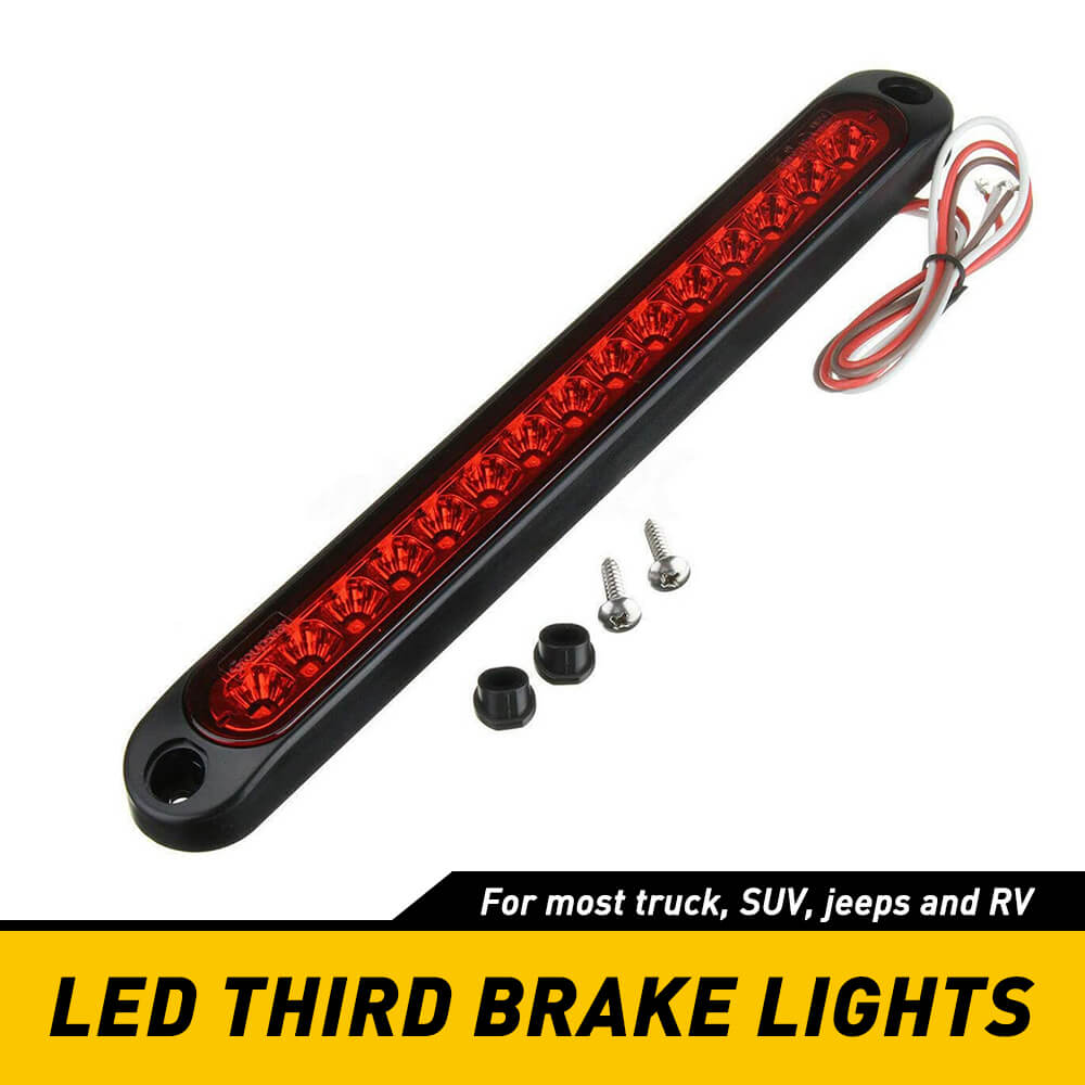 10 Inch 15 LED Brake Light Bar - Stop Turn Tail Lights Assembly for Trucks, Trailers, RVs (10-30V) - Waterproof & Durable for Off-Road, Towing & Night Driving