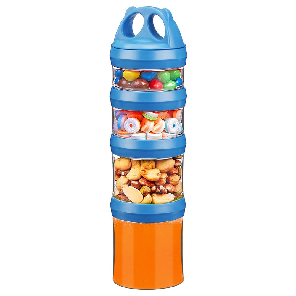 Besthouse 4-Piece Twist Lock Stackable Food Storage Containers - 31oz BPA-Free Snack Jars for Milk Powder, Protein Powder, Nuts & Travel Essentials (Blue) - Perfect for Kitchen Pantry, Baby Formula Storage & On-the-Go Snacks
