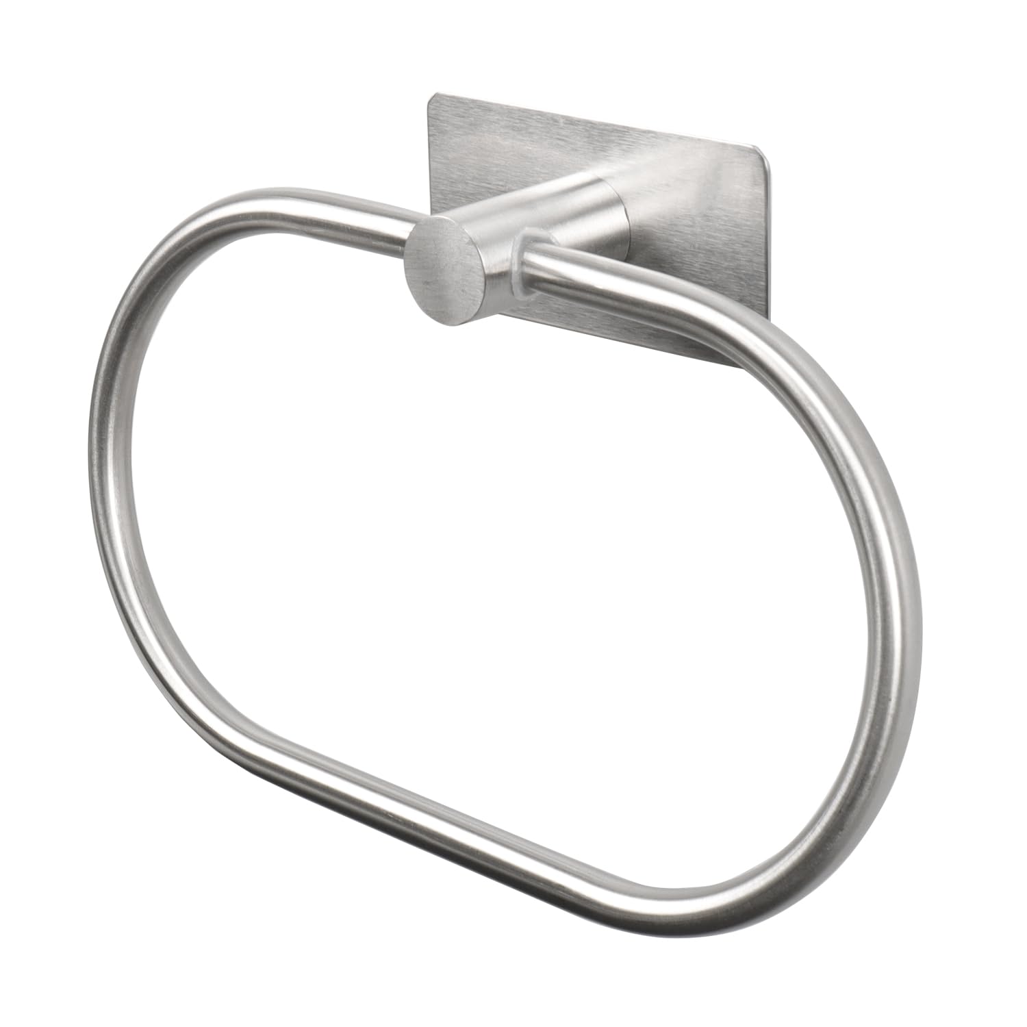 Stainless Steel Oval Towel Ring - No Drill Self Adhesive Hand Towel Holder for Bathroom & Kitchen, Thick SUS304 Modern Towel Rack (Brushed Nickel) - Perfect for Small Spaces & Rental Homes
