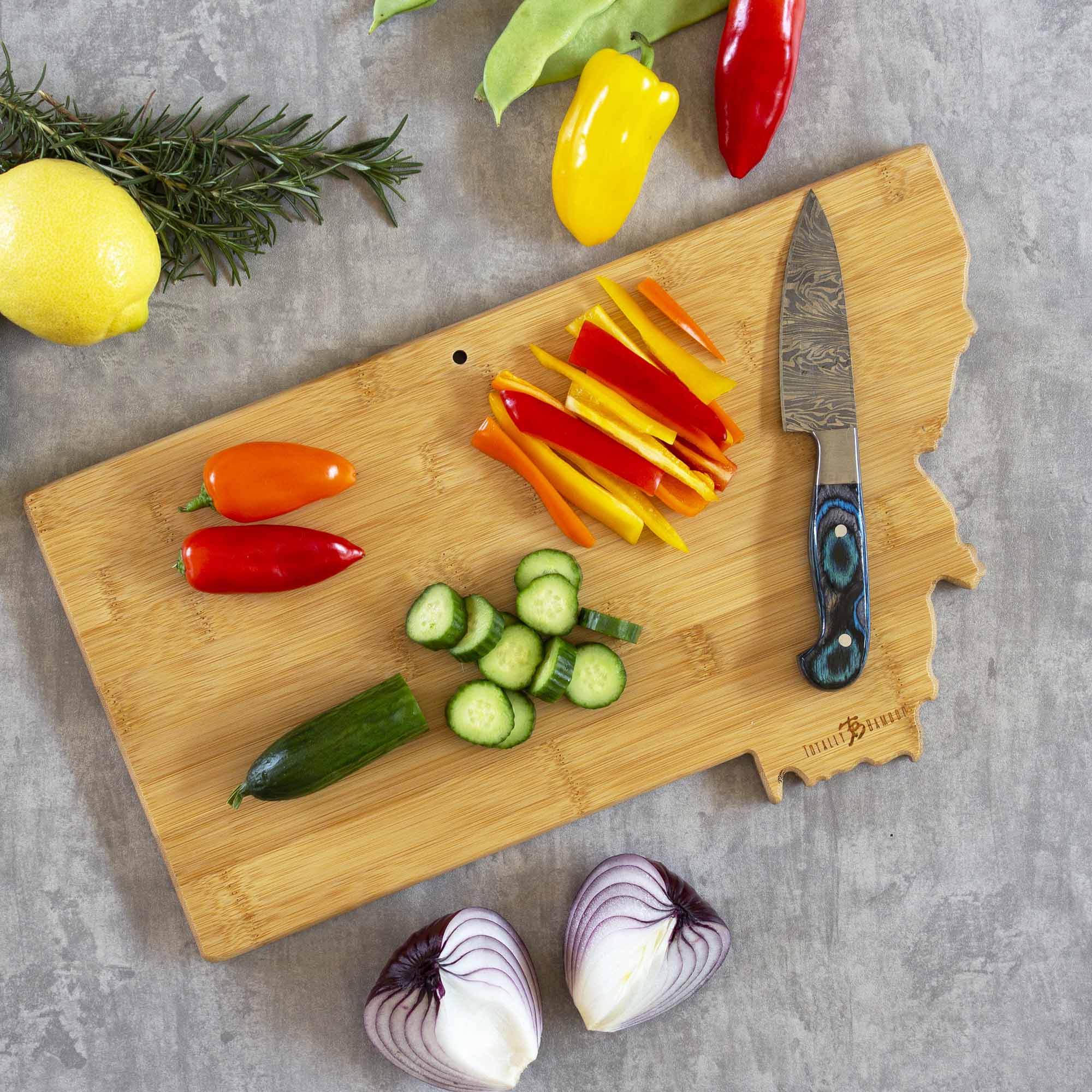 Premium Montana Wood Cutting Board with Fish Kiss™ Artwork - Durable Kitchen Essential for Chopping, Serving & Decor