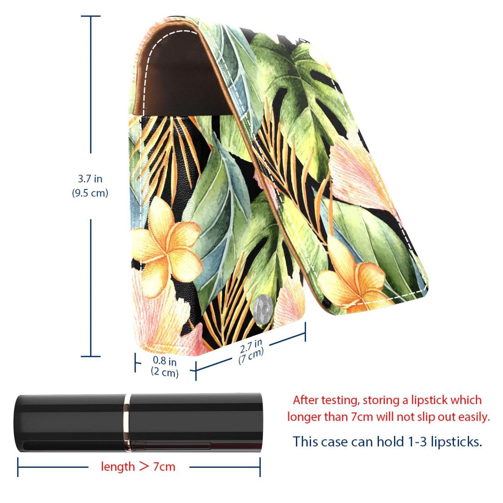 Personalized Lipstick Case - Portable Makeup Bag & Cosmetic Pouch Organizer with Tropical Green Floral Leaf Design | Perfect for Travel, Daily Use & Gift Giving