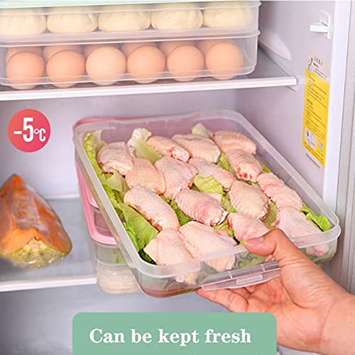 Stackable Microwave-Safe Refrigerator Food Storage Containers - BPA-Free Kitchen Organizer for Vegetables, Eggs & Dumplings | Space-Saving Fridge Box with Lid (Pink) - Perfect for Meal Prep, Leftovers & Small Kitchen Organization