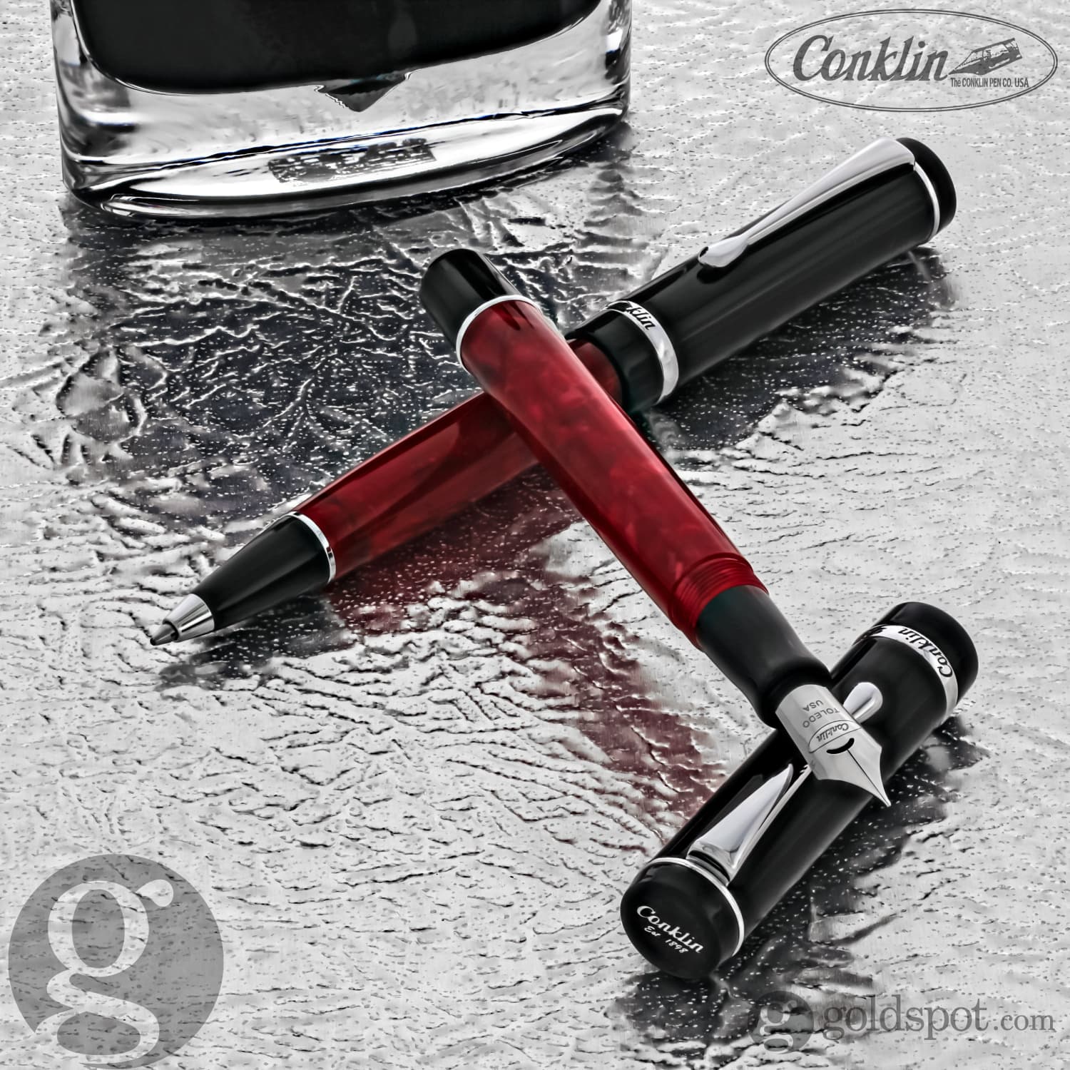 Conklin Duragraph Ballpoint Pen - Red Nights Finish, Smooth Writing, Professional Office & Gift Pen for Men & Women - Perfect for Business, Journaling & Everyday Use