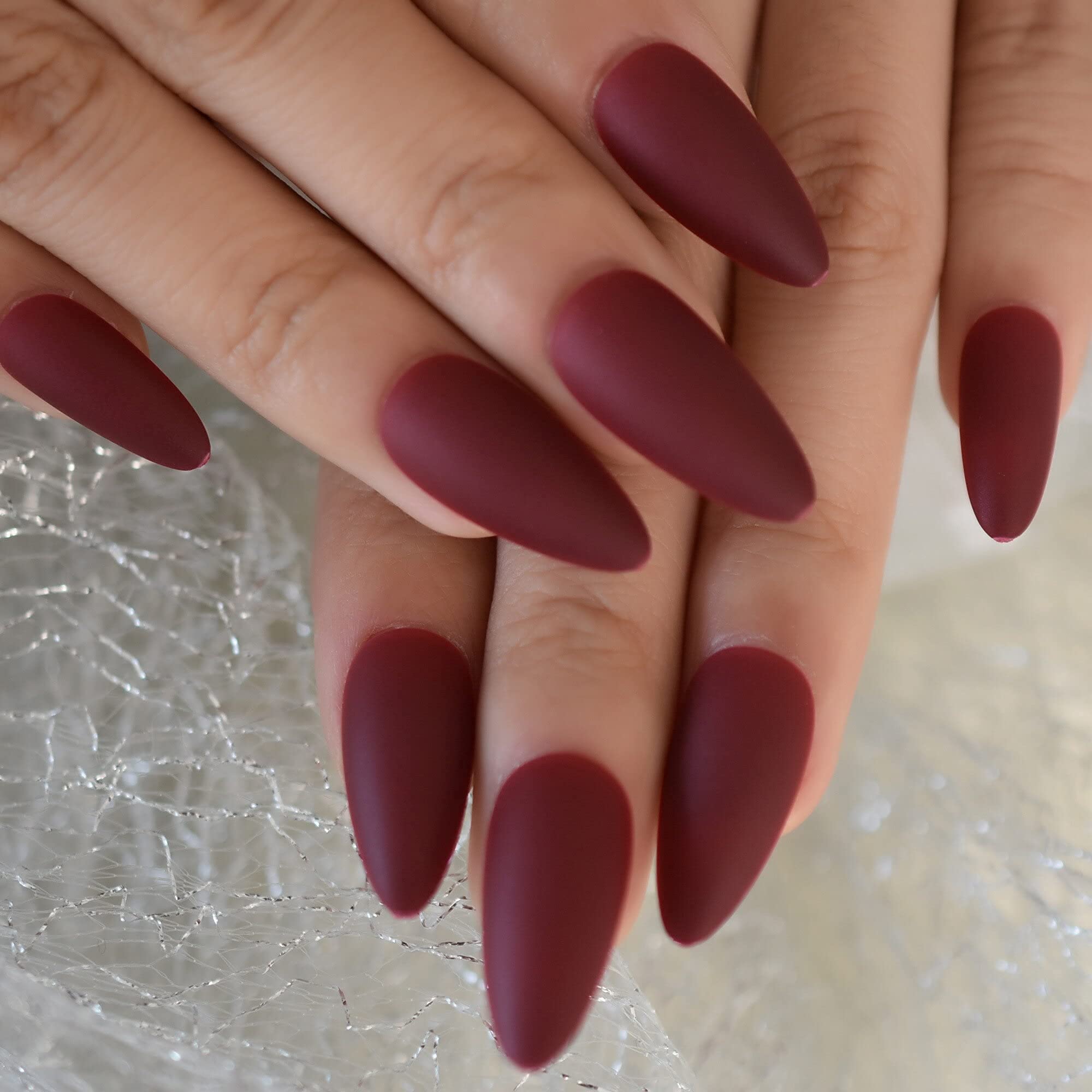 EchiQ 14 Packs Press on Nails - Medium Almond Shape Stiletto Artificial False Nails with Unique Designs (336pcs) - Matte Finish Fake Nails for Women, Perfect for Parties, Weddings & Everyday Wear