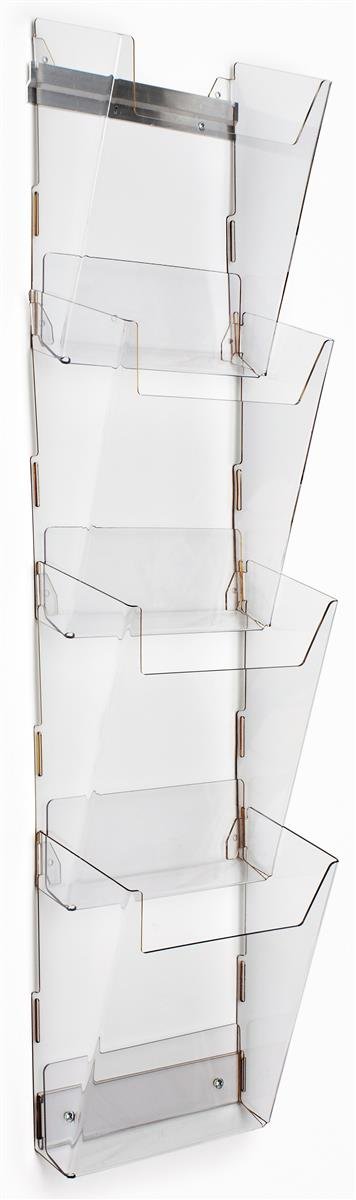 Clear Acrylic Wall Mounted Magazine Rack - 16 Single Pockets, Frameless Design with Notched Front Panel for Easy Access - Perfect for Living Room, Office, or Bathroom Organization