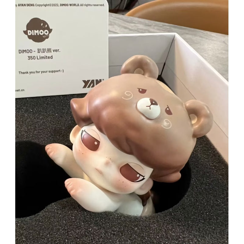 DIMOO Lay Down Bear Limited Edition Collectible Figure - Cute Plush Toy for Home Decor, Gift, and Display
