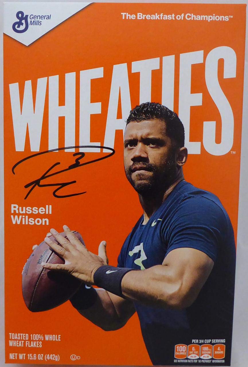 Russell Wilson Autographed Wheaties Box Seattle Seahawks RW Holo Stock #145847 - PSA Graded Football Trading Card for Collectors & Sports Fans - Perfect for Display, Investment & Memorabilia Collections