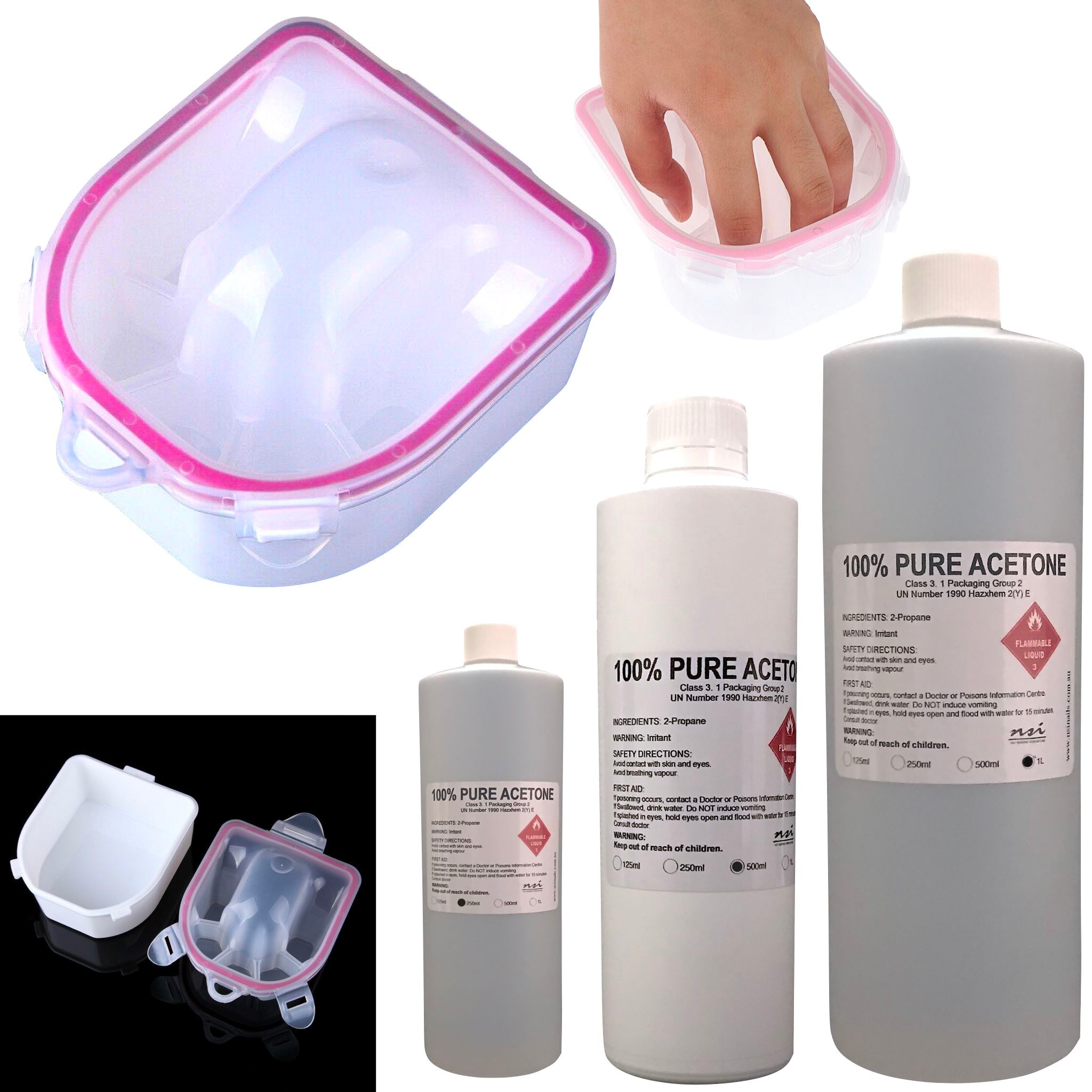 Professional Nail Removal Pack - 100% Pure Acetone Nail Polish Remover & Soaking Bath for Gel, Acrylic & Dip Nails | At-Home Manicure & Pedicure Care | Salon Quality Nail Treatment Kit