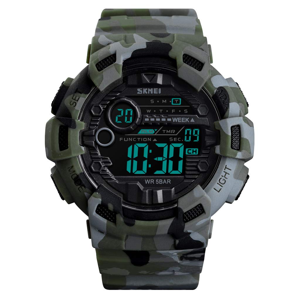 **IJAHWRS Men's Digital Sports Watch - LED Screen Military Style, Waterproof Outdoor Watch with Backlight for Men - Perfect for Running, Hiking & Adventure Activities**