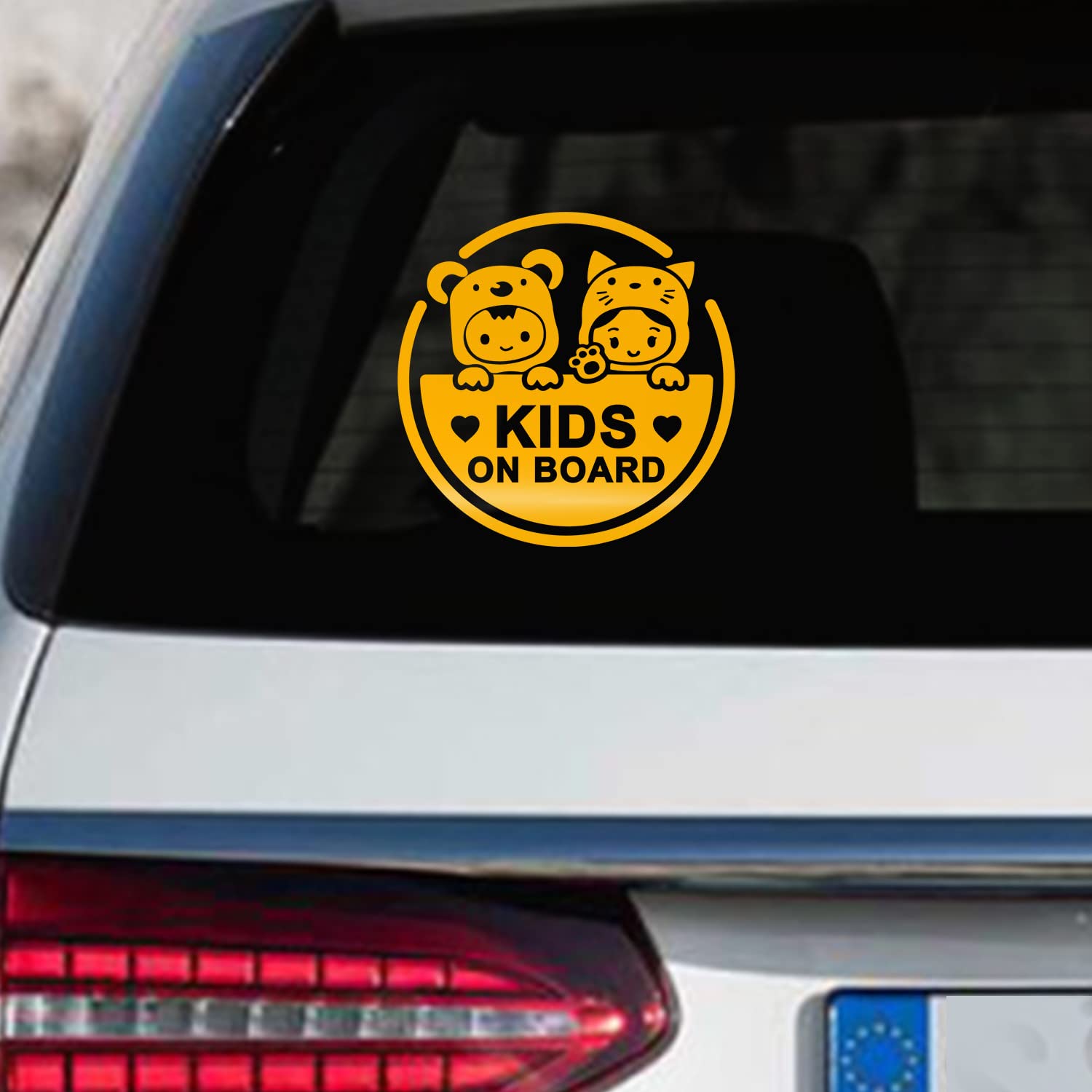 2 Pack Baby On Board Car Stickers - Waterproof Reflective Vinyl Decals for Windows & Bumpers - Cute Kids Safety Design (Yellow) - Perfect for Family Vehicles & New Parents