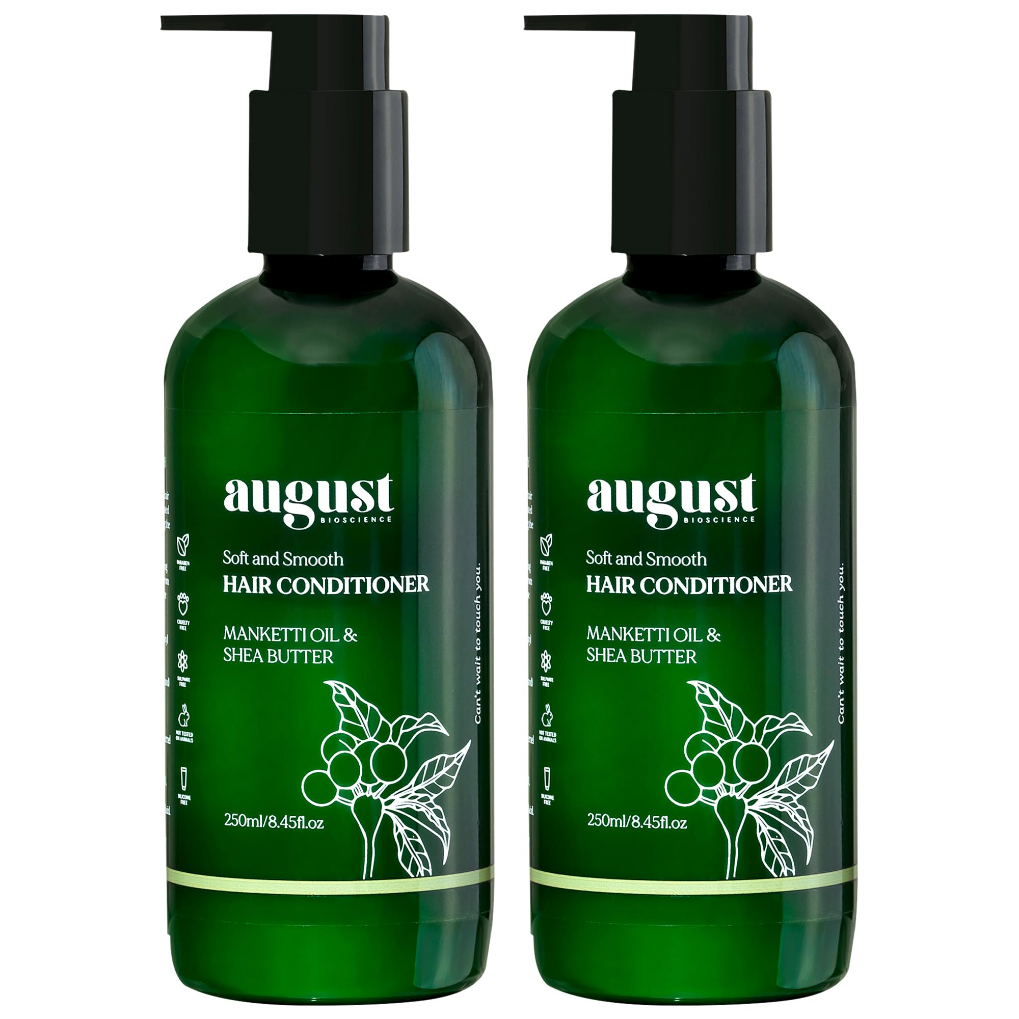 August Bioscience Hair Conditioner with Manketti Seed Oil & Shea Butter - Nourishing & Strengthening Treatment for Soft, Smooth Hair - Paraben & Silicone Free (250ml) - Perfect for Daily Hair Care & Damaged Hair Repair