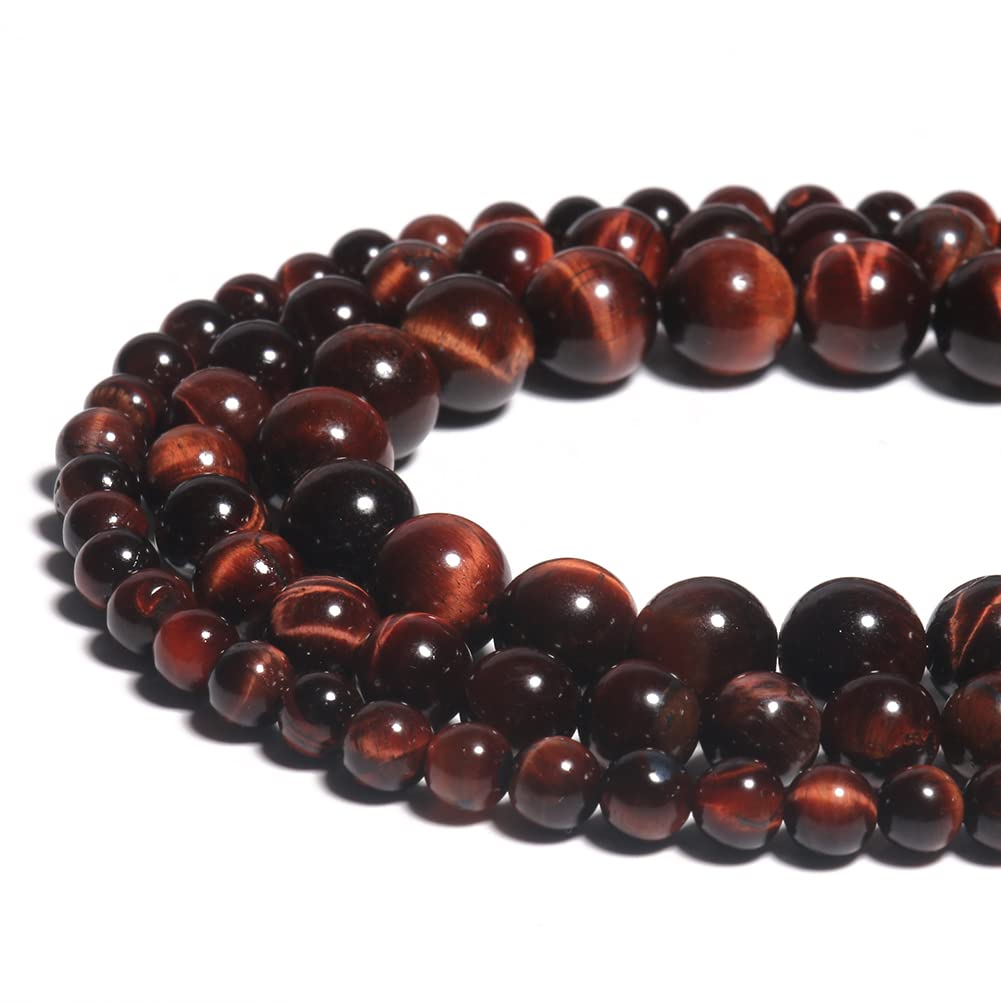 Natural 10mm Red Tiger Eye Gemstone Round Loose Beads for Jewelry Making - DIY Bracelets, Necklaces & Craft Projects - Healing Crystal Bead Supplies