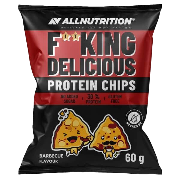 Allnutrition Fitking Delicious Protein Chips Barbecue Flavor 60g - High Protein Low Carb Keto Snacks for Weight Loss & Muscle Building - Perfect for Gym, Hiking & Healthy On-the-Go Lifestyle