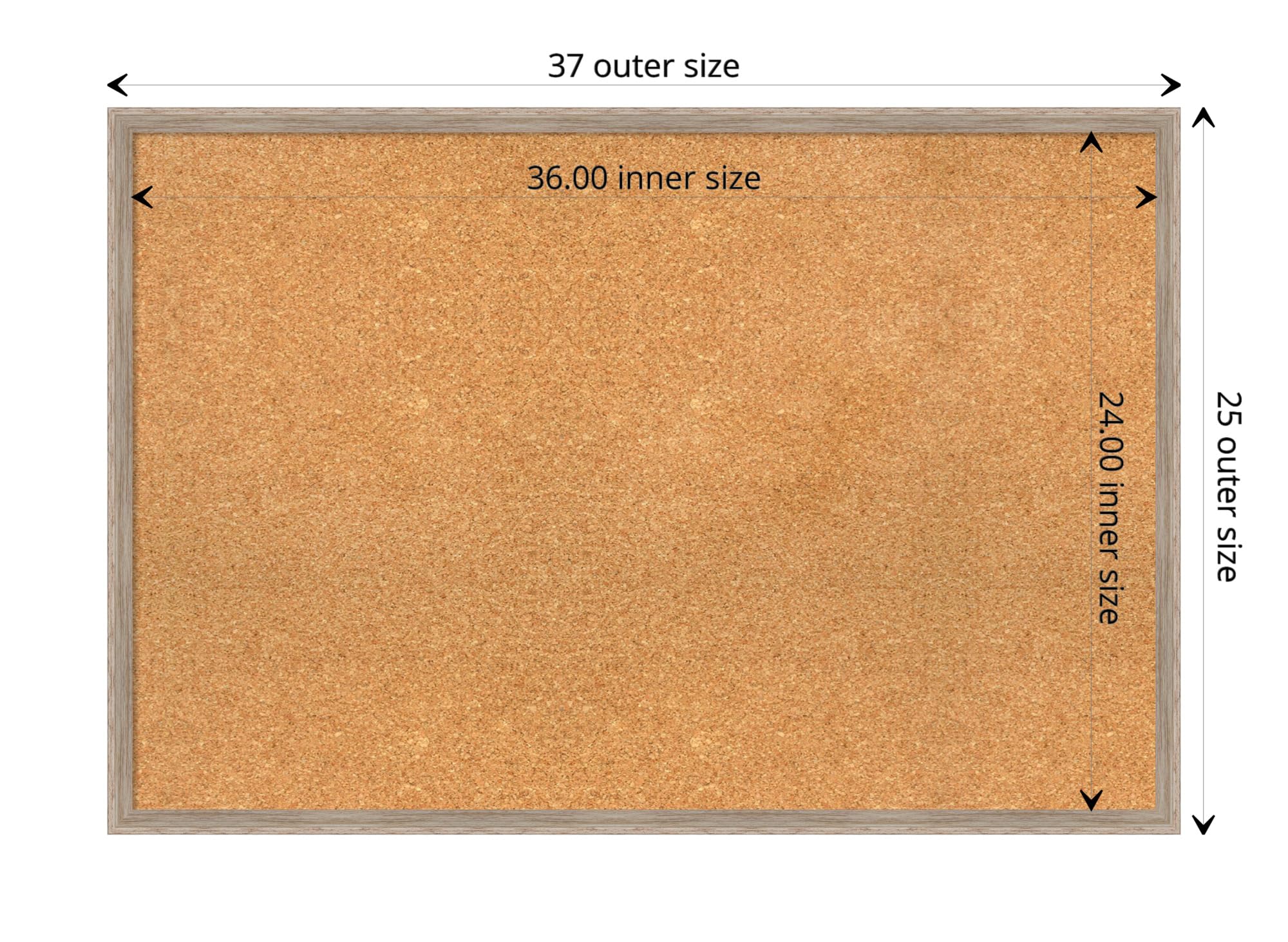 Amanti Art 25x37 Inch Natural Cork Board with White Wood Frame - Large Rustic Farmhouse Pinboard for Office & Home Organization - Perfect for Vision Boards, Memo Displays & Wall Decor