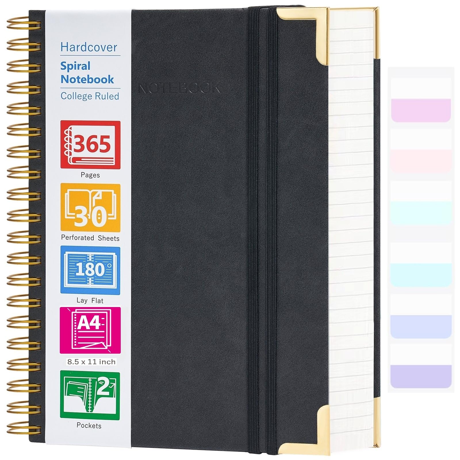 Premium Spiral Notebook - 365 Page Hardcover College Ruled Journal, 8.5