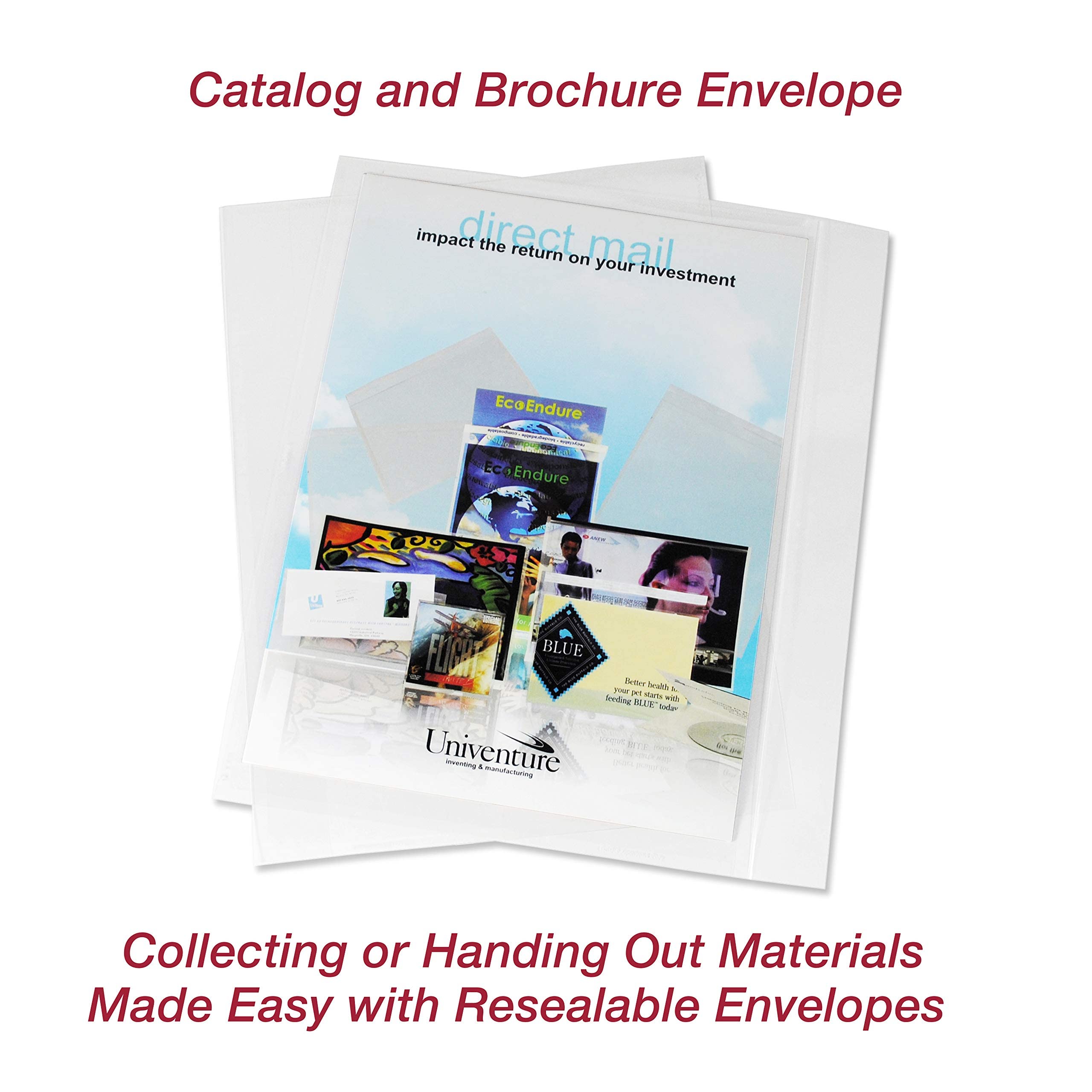EnvyPak Clear Catalog Envelope - 500 Pack of Auto-Insertable No-Tape Horizontal Style for 8.5