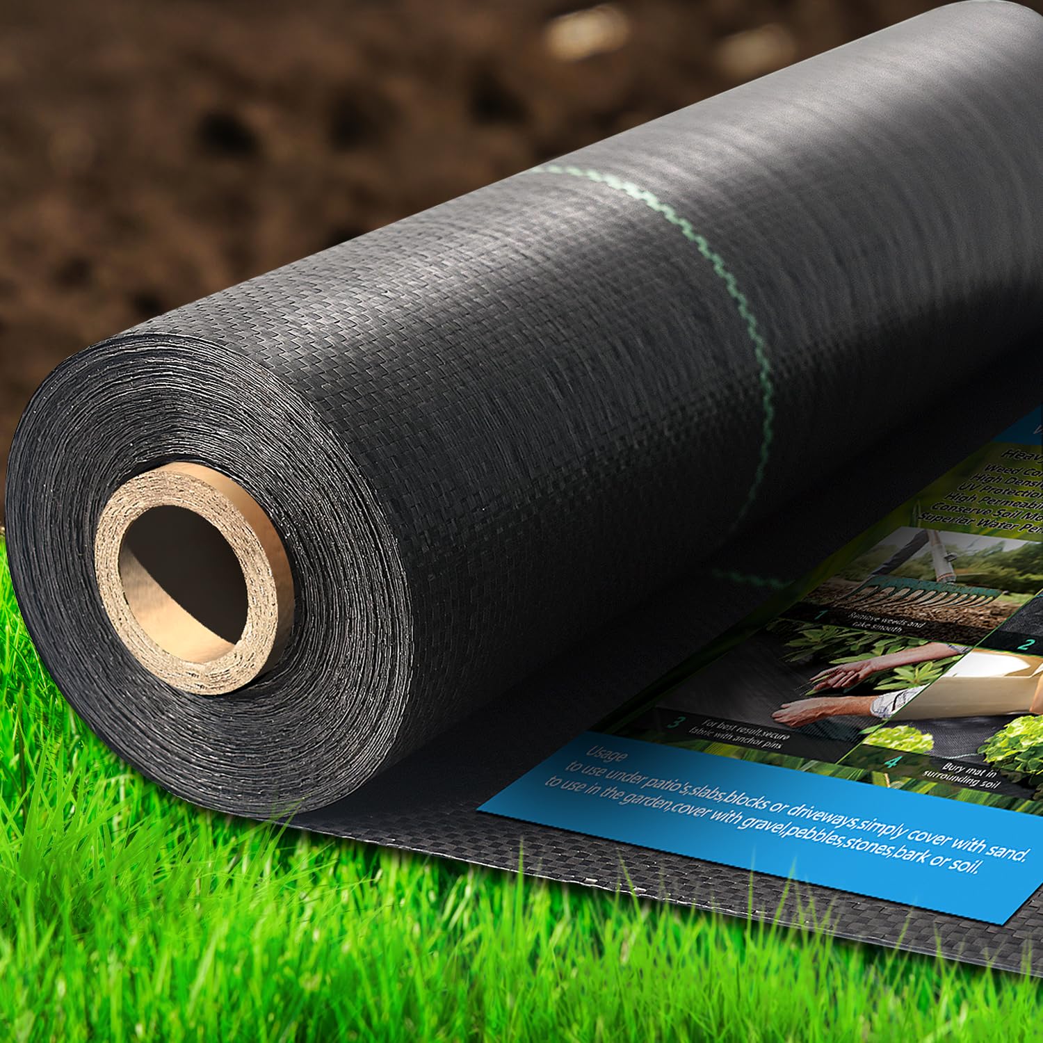 Heavy Duty Weed Barrier Landscape Fabric - 1.3ft x 100ft Black Garden Weed Control Fabric for Landscaping, Mulch & Garden Beds | Durable Weed Blocker for Yards, Flower Beds & Vegetable Gardens